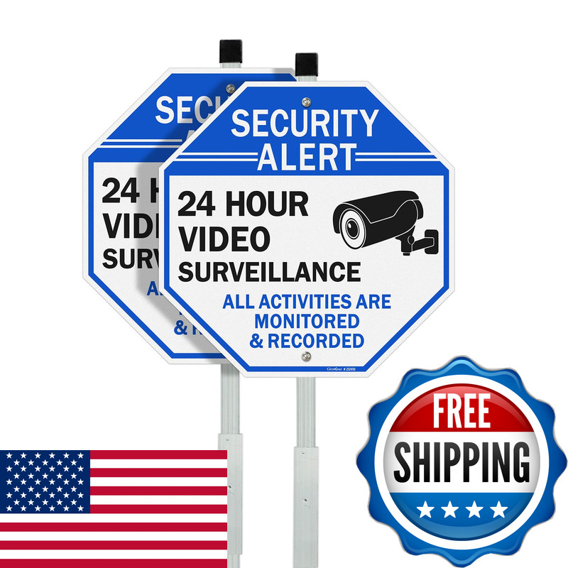Gicnkeuz Video Surveillance Sign 28 Stake For Outside 10X10 Security Sign –