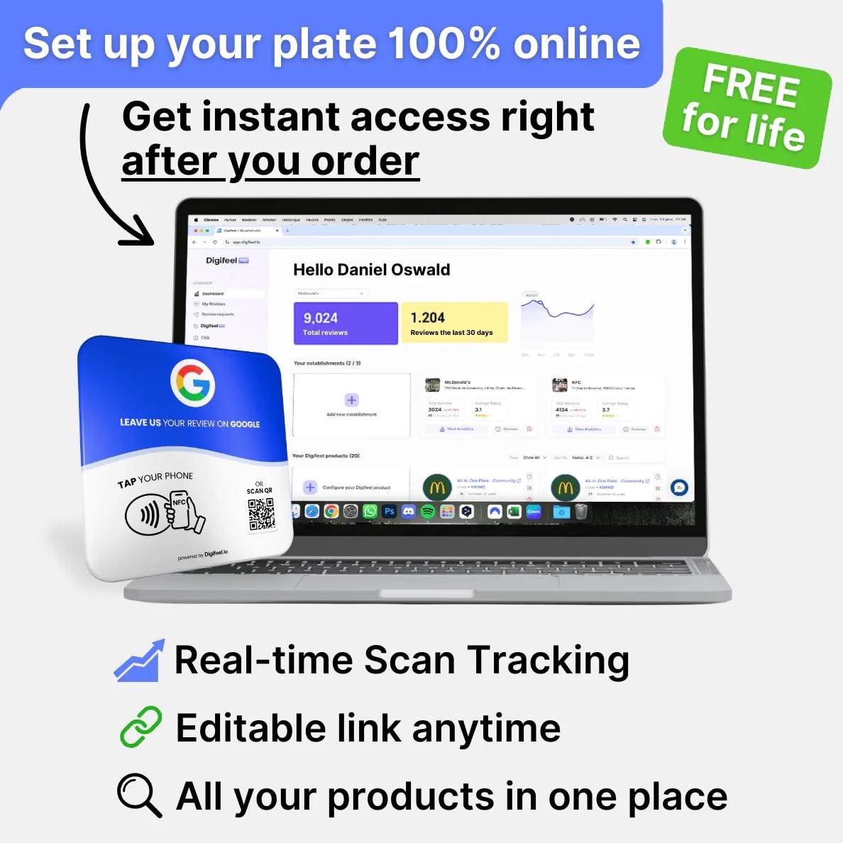 Digifeel Review Tap Card For Google Nfc Qr Code Customer Feedback Plate For All