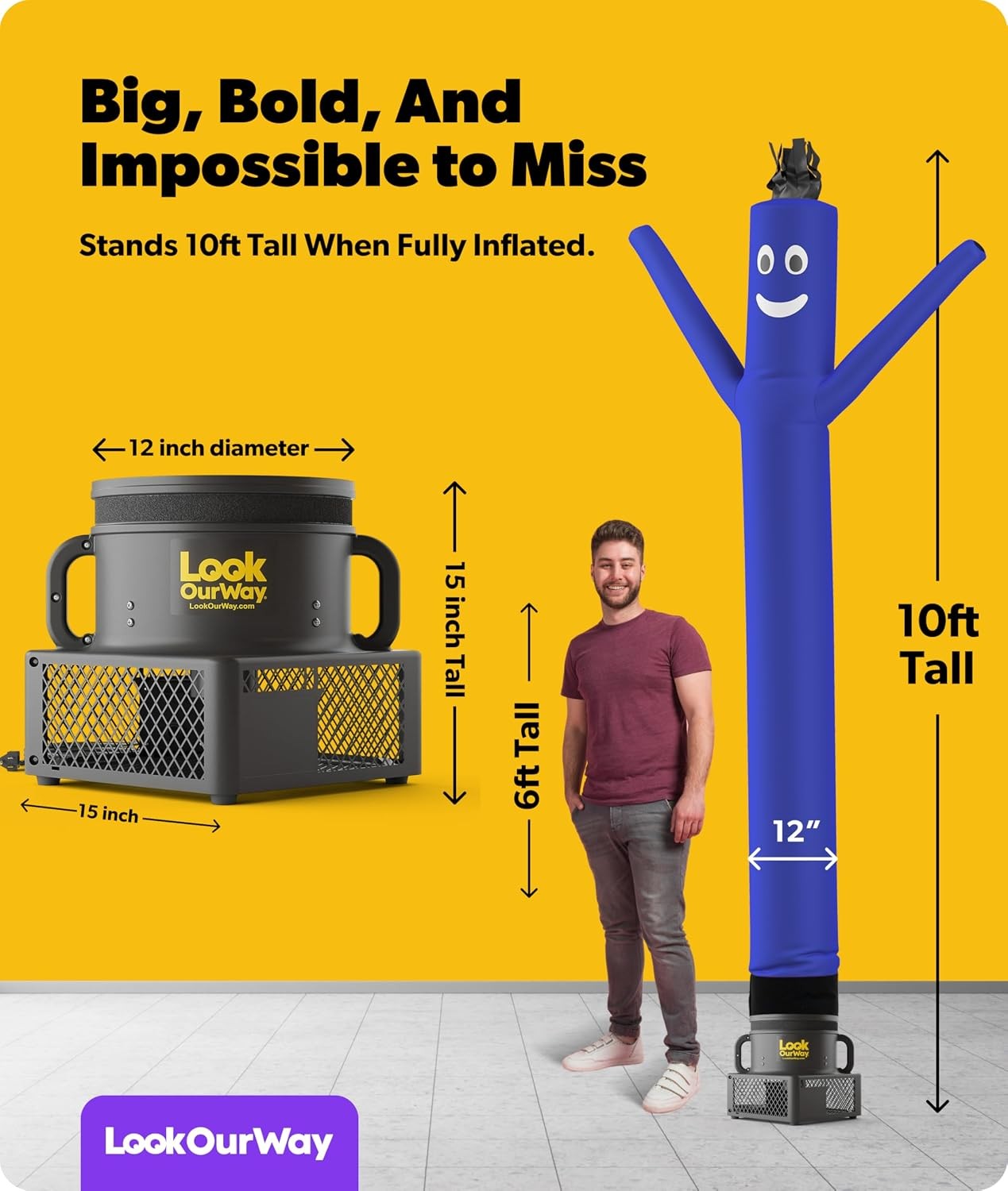 LookOurWay Air Dancers Inflatable Tube Man 10ft Blue