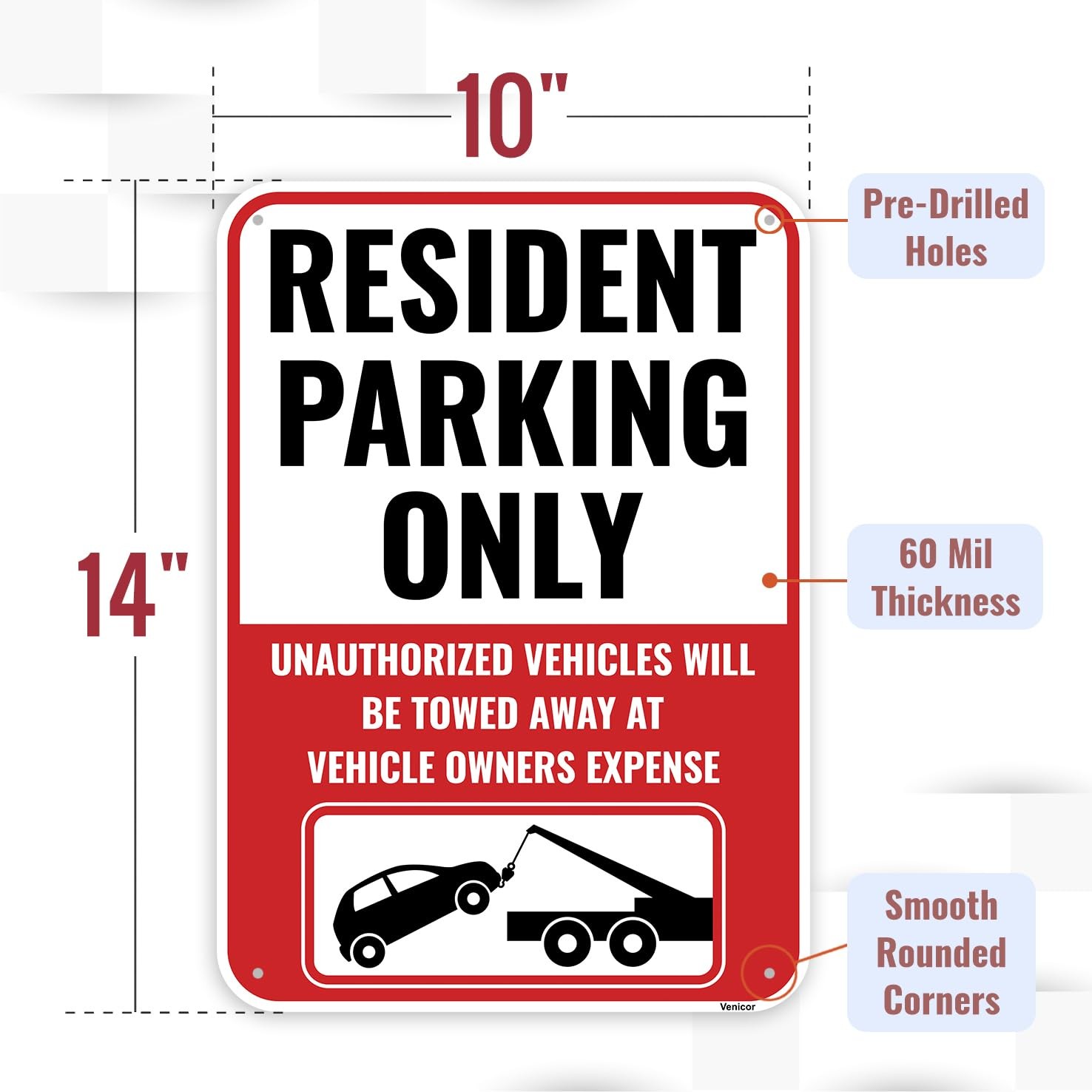 Resident Private Tenant Parking Only Rust Free Aluminum Sign 14×10 Inch 1 PC