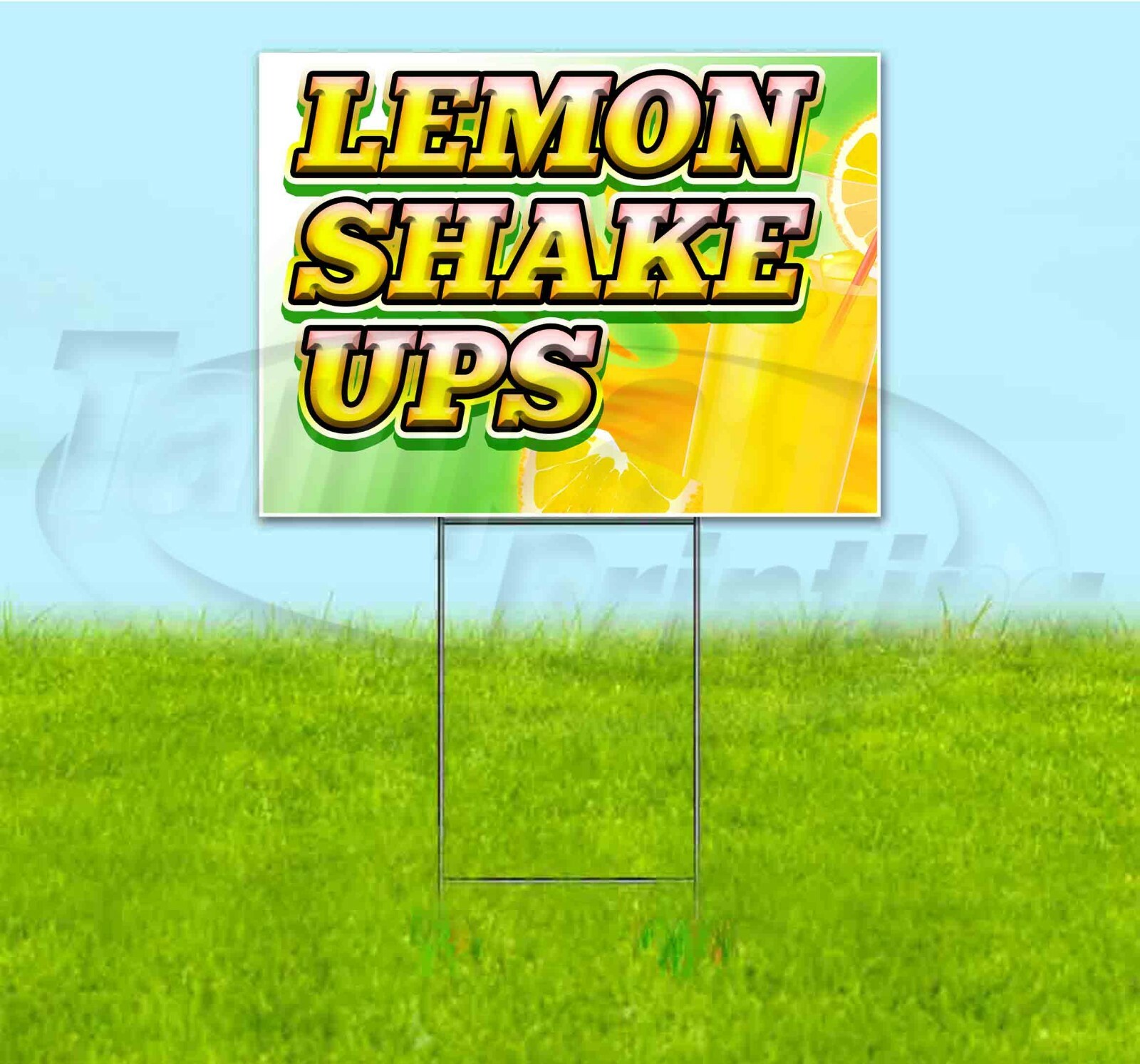 LEMON SHAKE UPS 18×24 Yard Sign WITH STAKE Corrugated Bandit USA BUSINESS TREAT