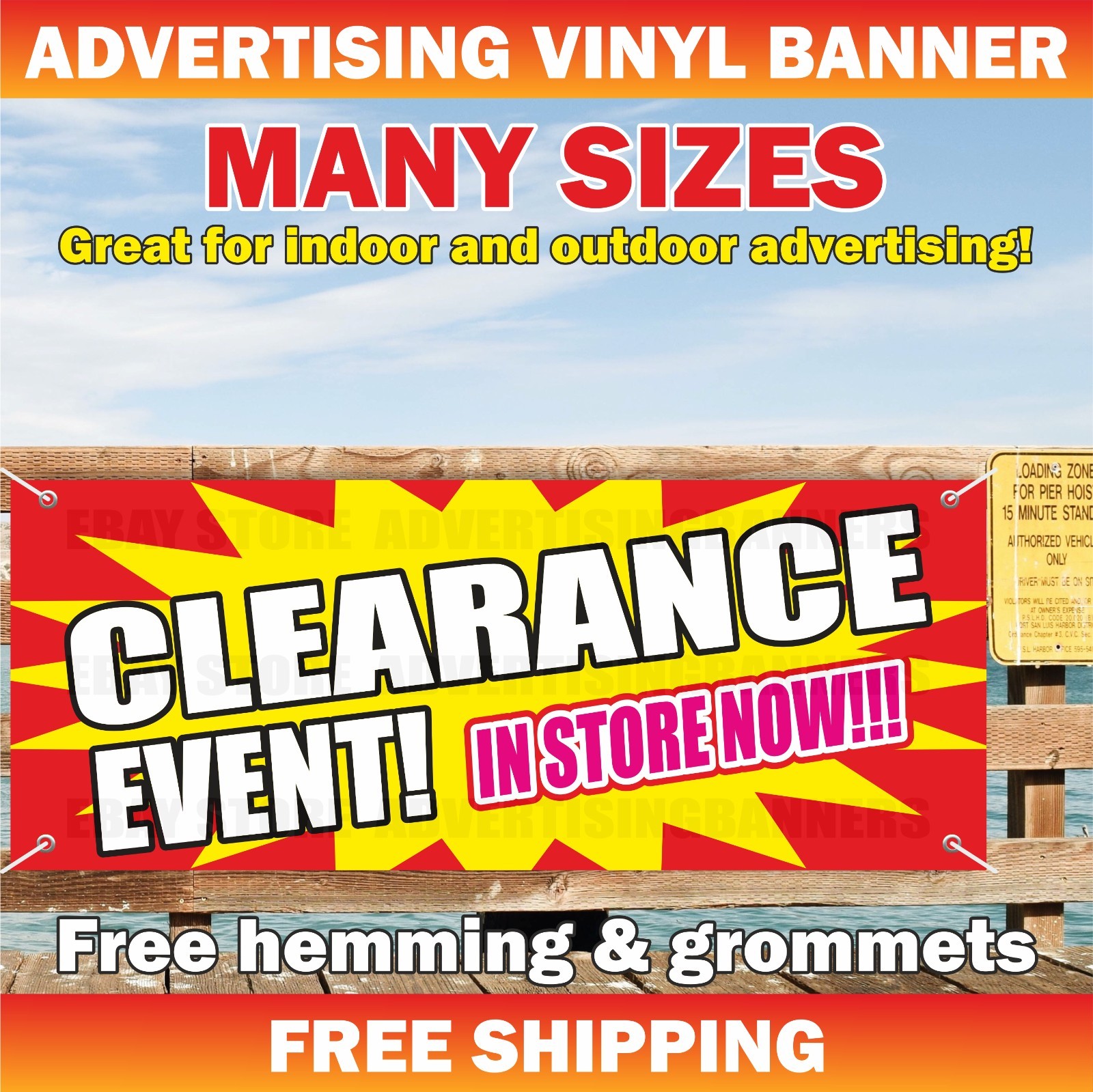 CLEARANCE EVENT Advertising Banner Vinyl Mesh Sign discount sale shop in store