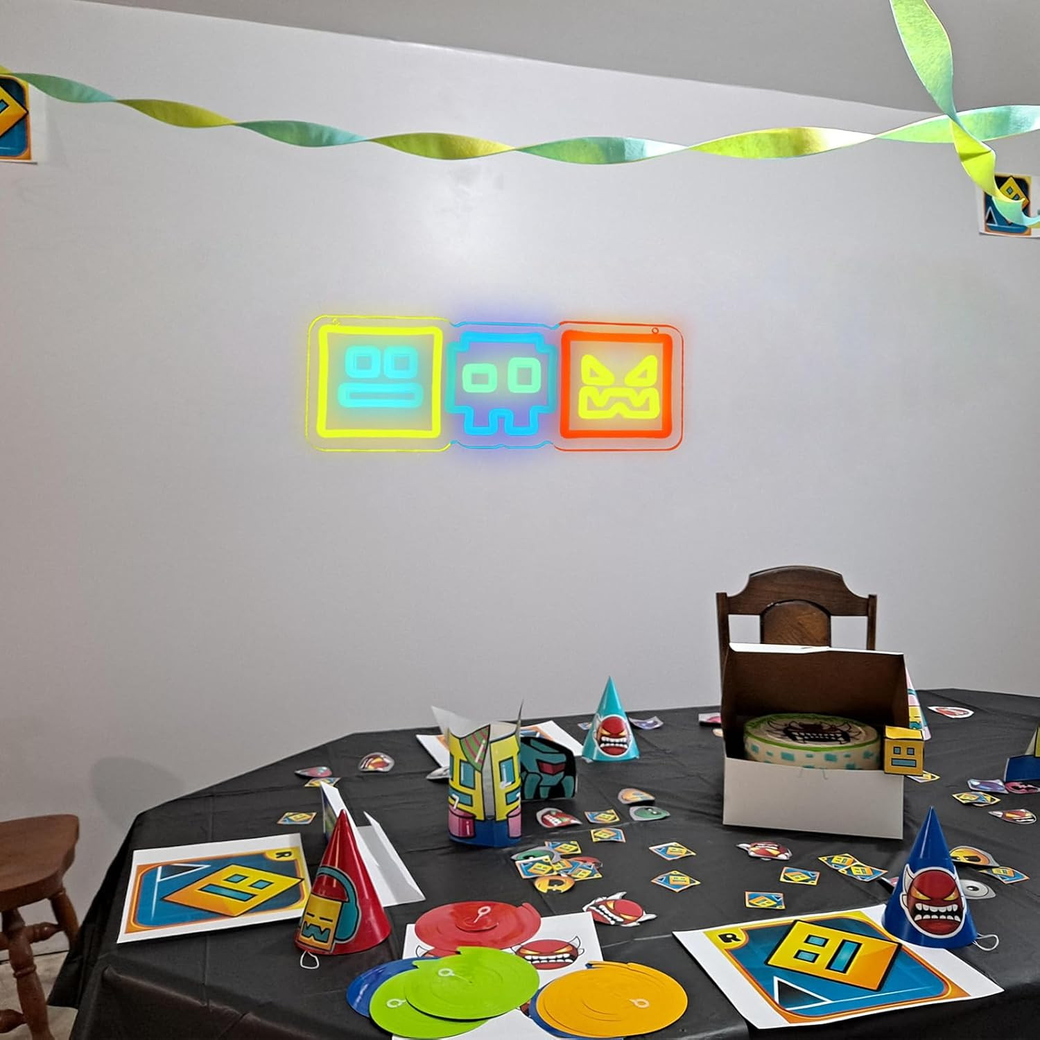 Colorful Arcade Geometry Cube Neon Sign | Smart Dimmer USB Powered No Strobing C