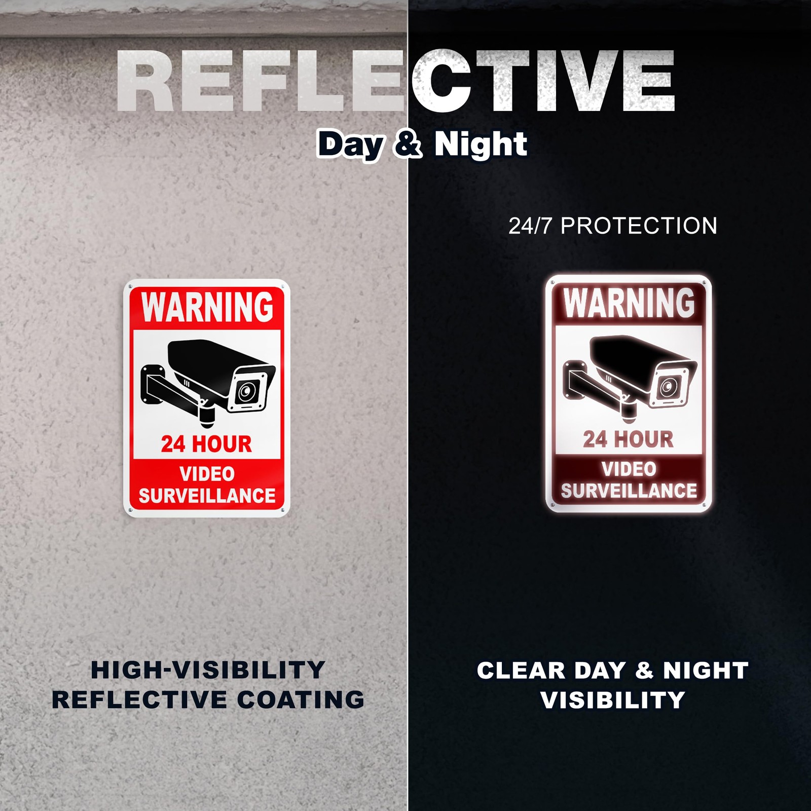 2 Pack 24 Hour Video Surveillance Sign 10×7 Inch for Home Office Business