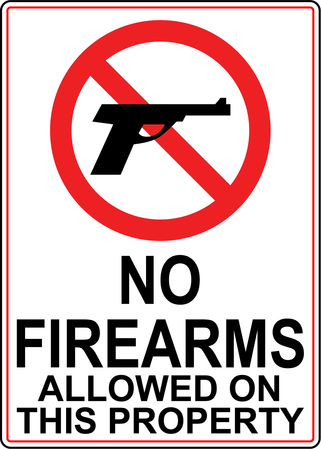 NO FIREARMS ALLOWED ON THIS PROPERTY | Adhesive Vinyl Sign Decal