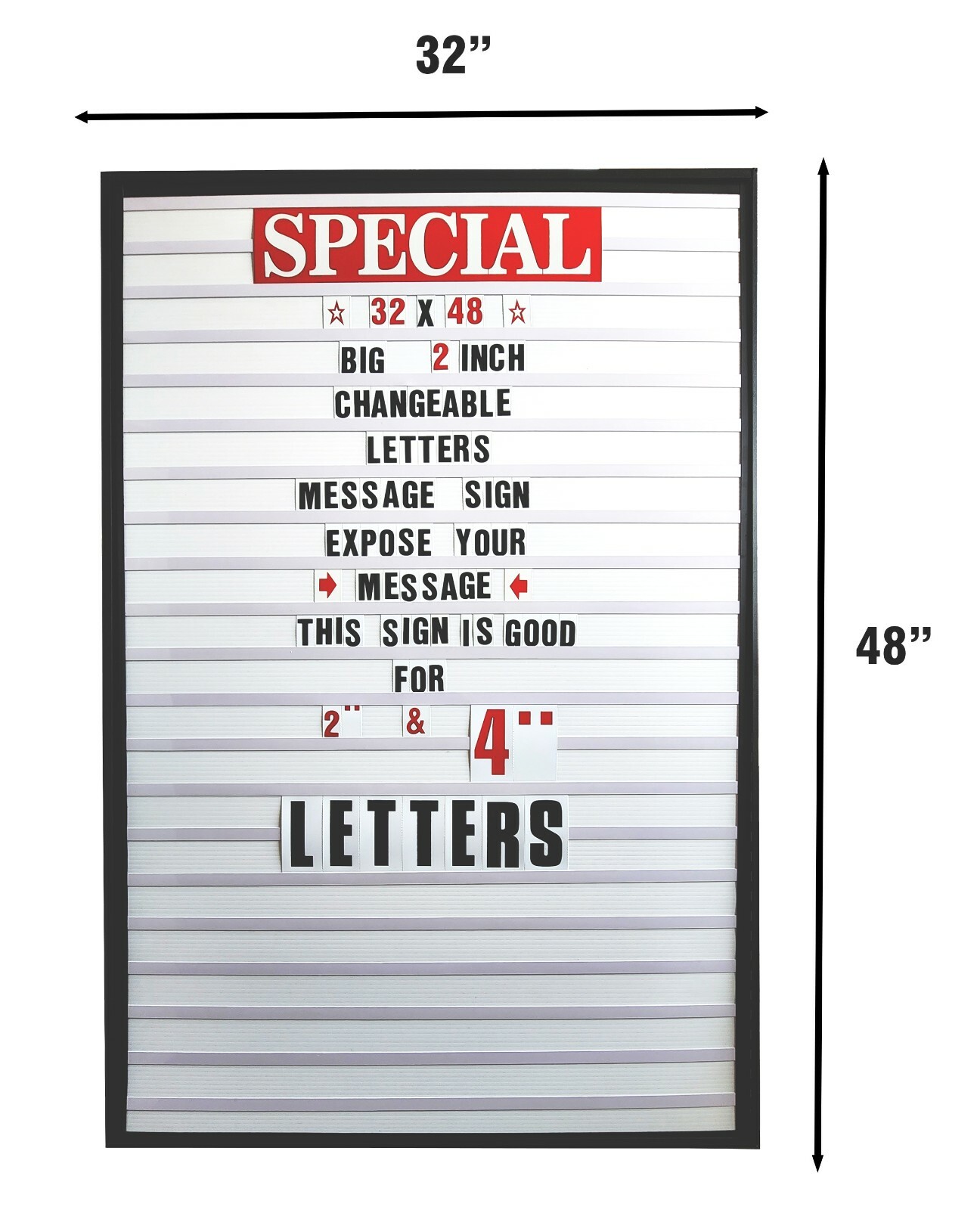 2&Prime; Outdoor Changeable Letter Message Board Marquee sign with Metal Frame 32×48 V