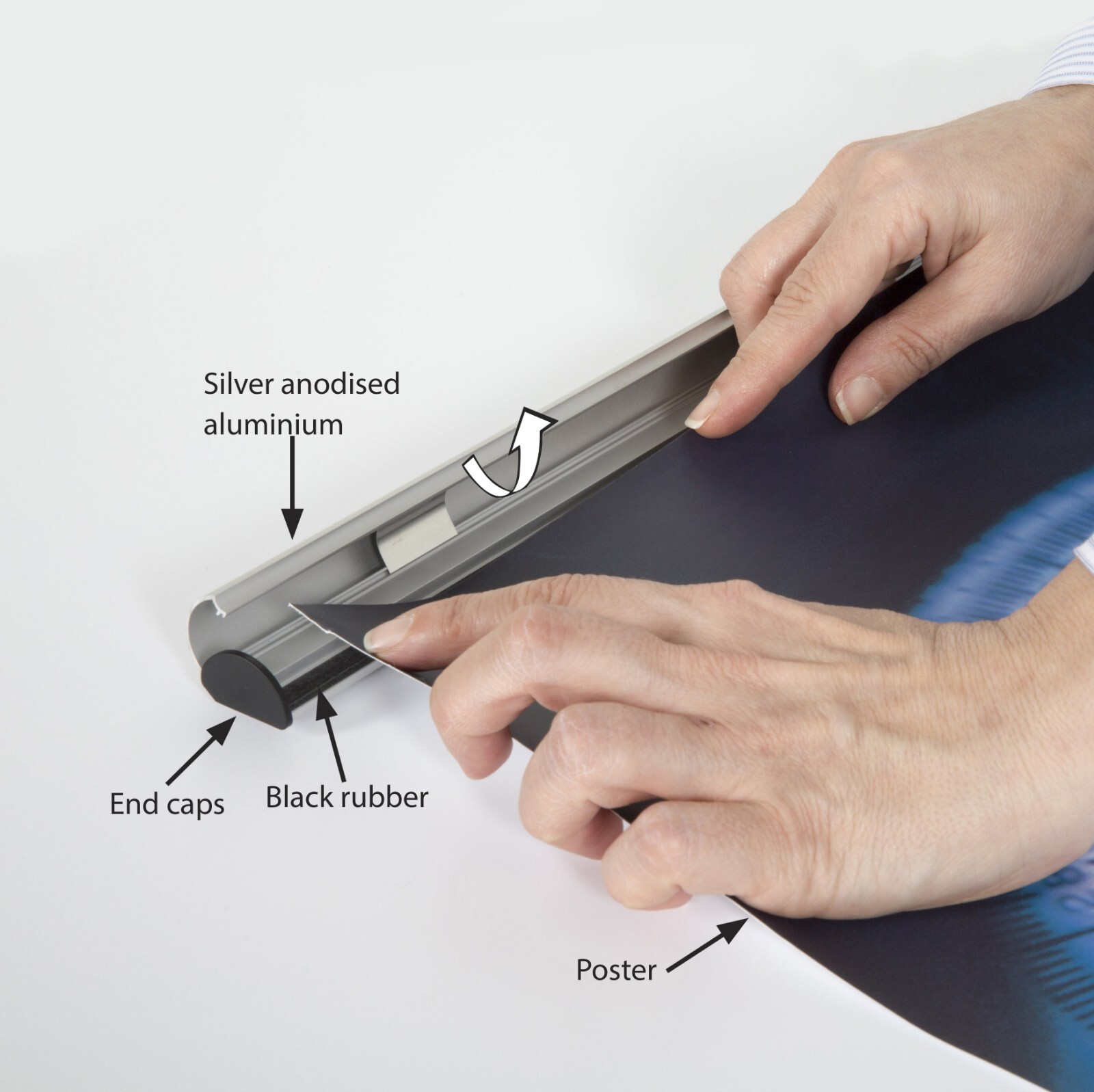 Poster Snap Hanger Set 48 inch Wall Mounting Silver 1.02&Prime; Aluminum Profile