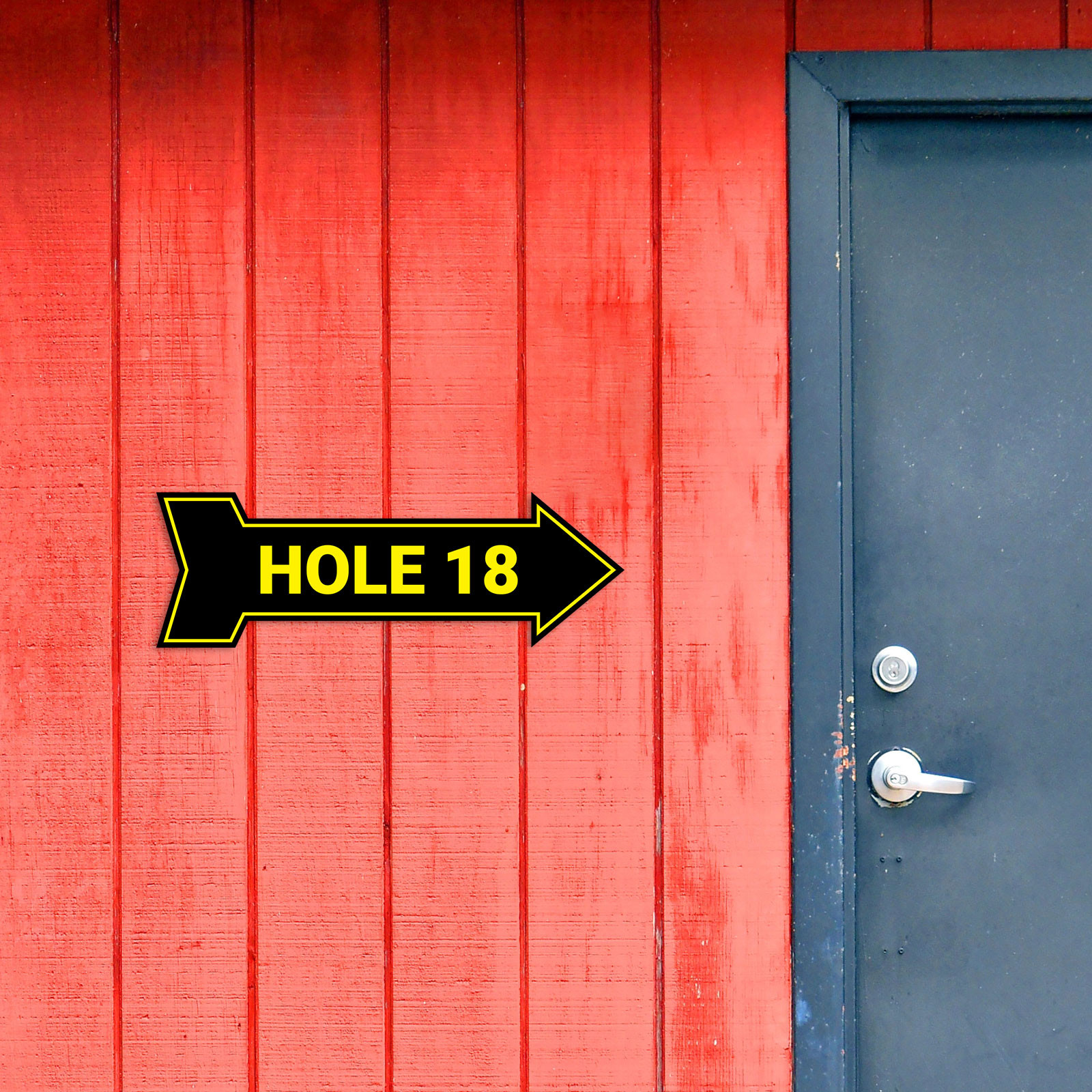 Arrow Shape Hole 18 12×4&Prime; Wall or Door Sign | Golf Signage