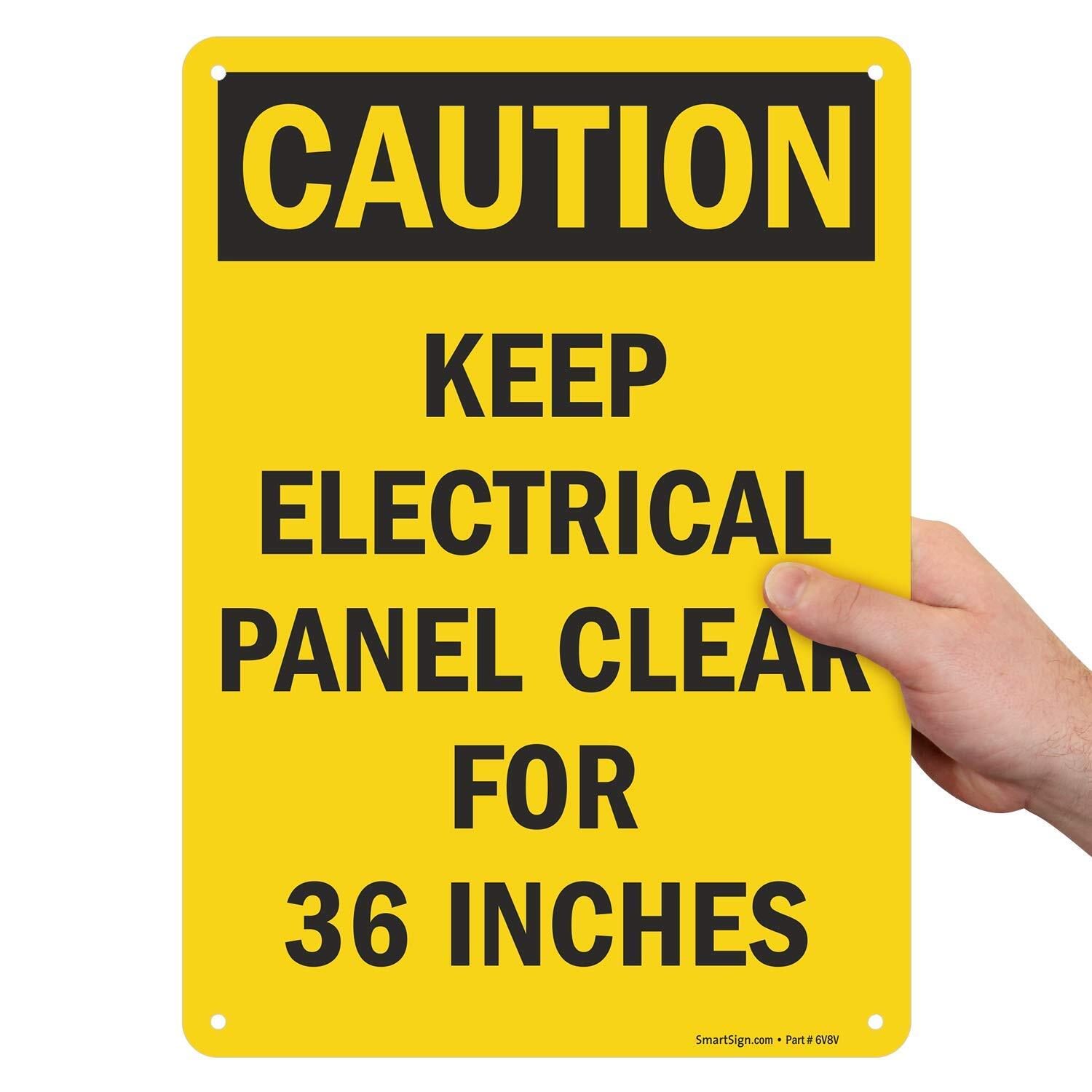 10×14 inch Caution Keep Electric Panel Clear for 36 Inches Plastic Sign