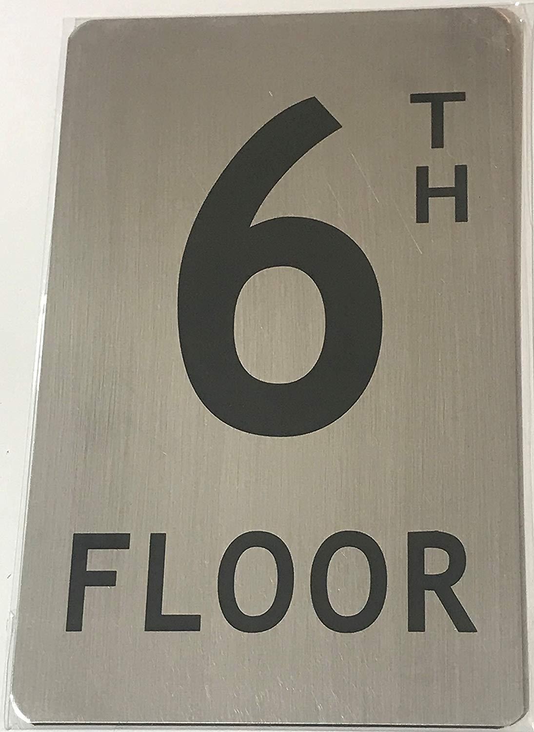 6TH FLOOR SIGN ( BRUSHED ALUMINUM 8X5 )- The Mont argent line.-REF24-1027