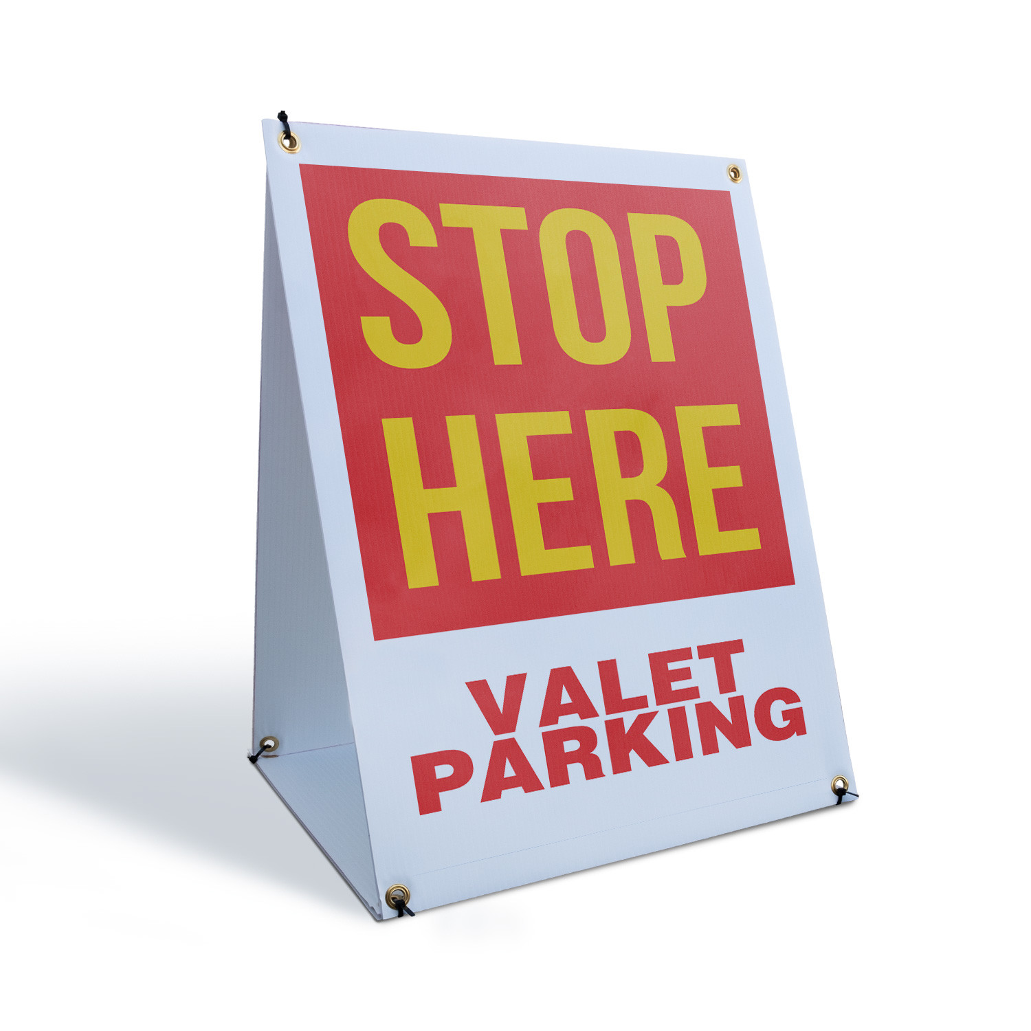 Stop Here Valet Parking A-Frame Sidewalk Sign Traffic Control Clear Message