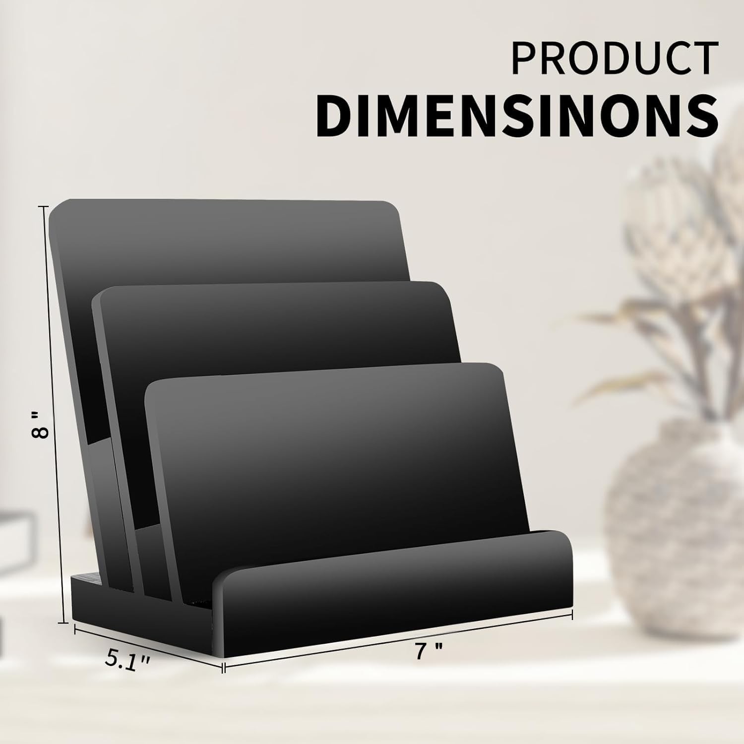 8.5 x 11 Brochure Display Stand 3 Tier Wooden Holder Black