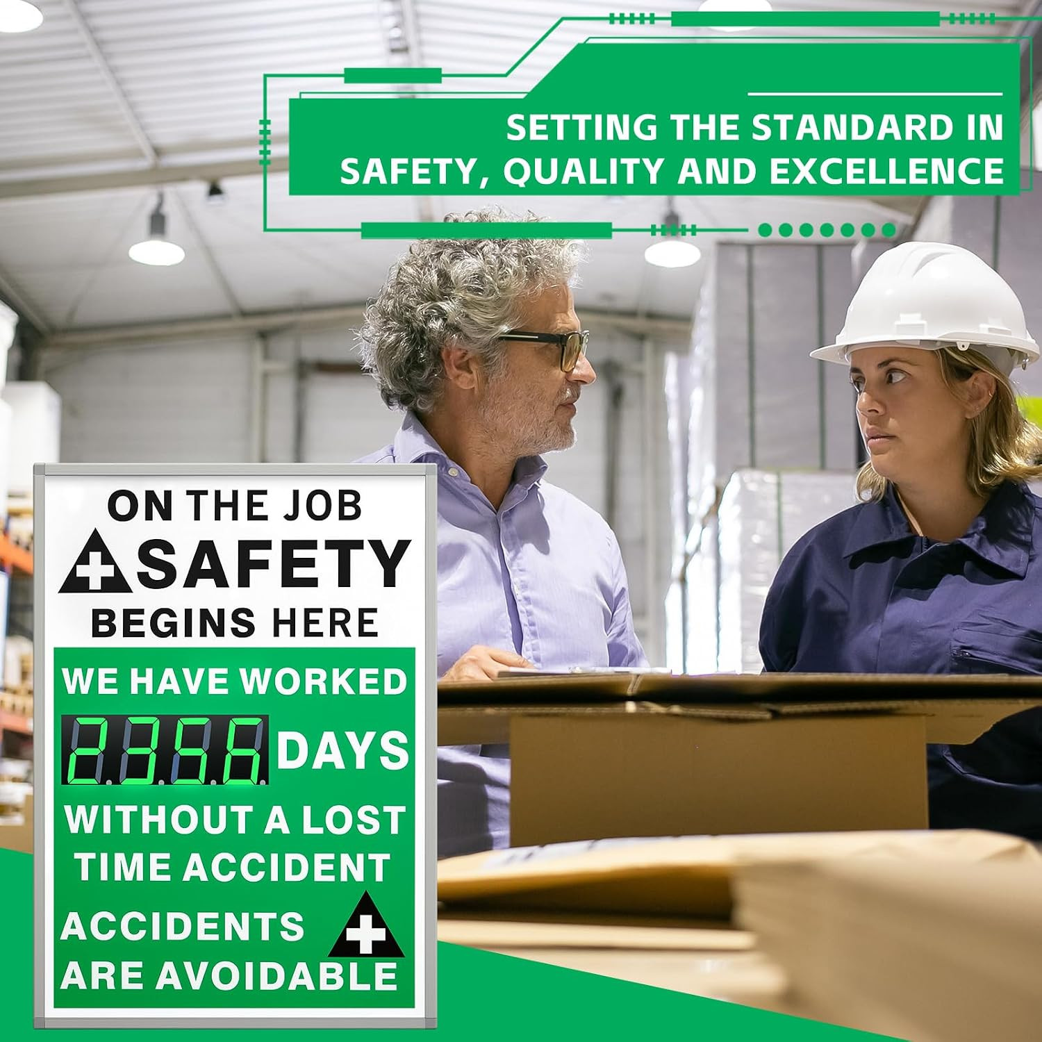 Days Safety Is the Priority without Accident Sign Electronic Safety Scoreboard 2