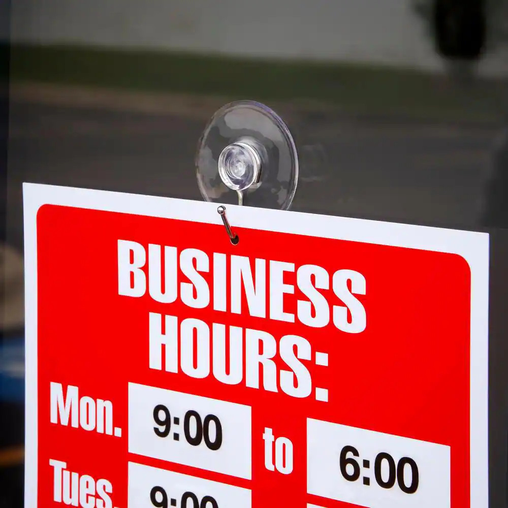 8 In. X 12 In. Plastic Business Hours Sign