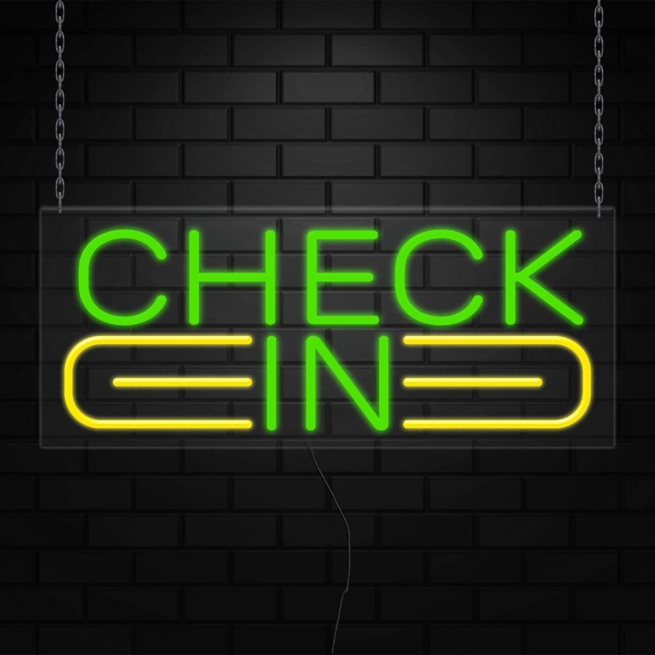 Check In Sign for Business Displays | LED Flex Neon | 32&Prime;W x 13&Prime;H x 1&Prime;D