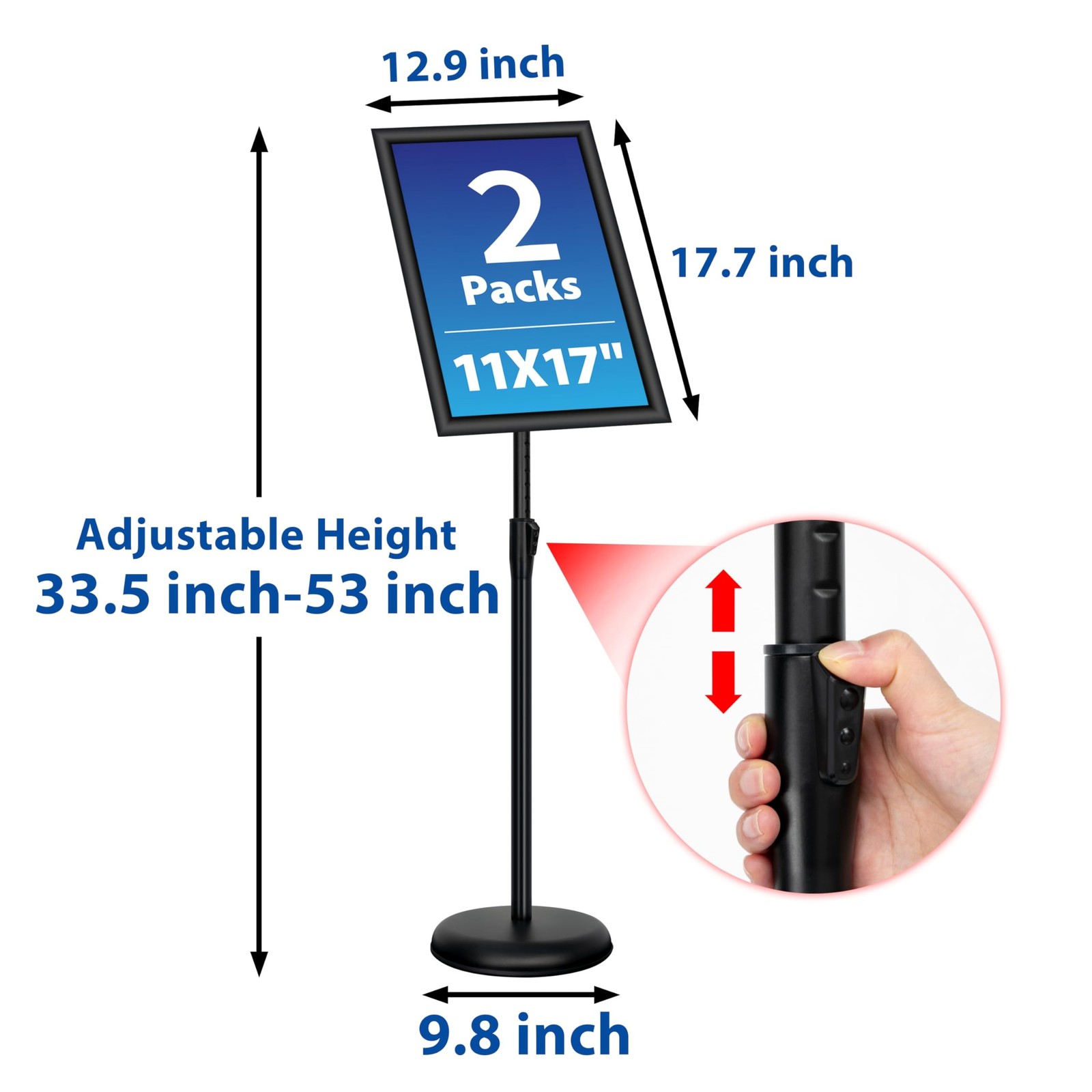 Adjustable Sign Holder Stand – 2Pack 11×17 Inch Pedestal Poster Sign Stand, H…