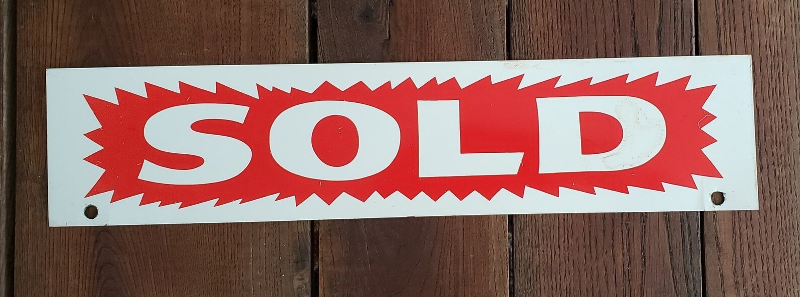 Vintage Metal Realtor SOLD Sign – Mancave Red and White Sold Sign