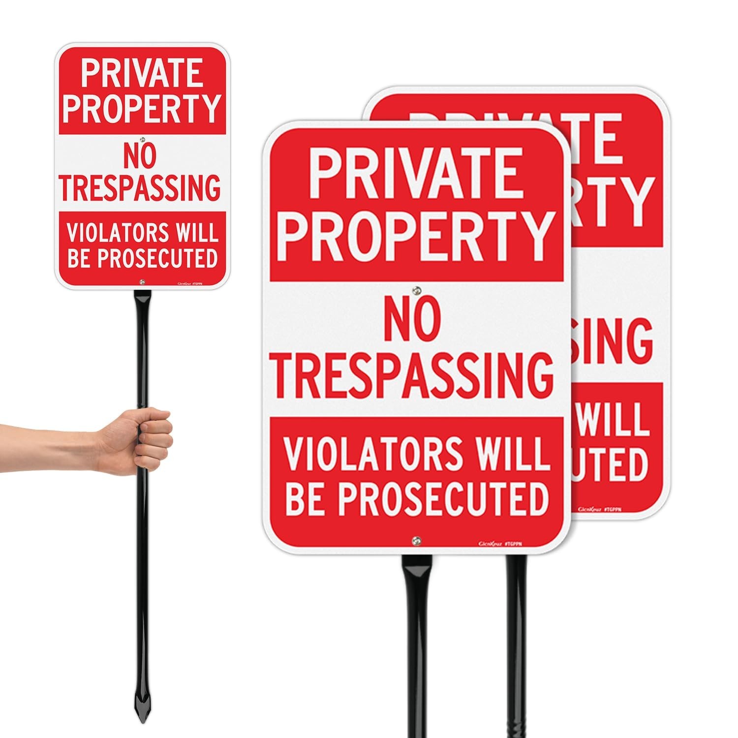 GicnKeuz Large No Trespassing Signs Private Property Sign with 36&Prime; Heavy Duty…