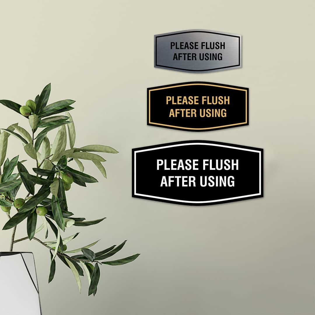 1 PCS Fancy Please Flush After Using Sign Black Medium Wall Restroom Plaque