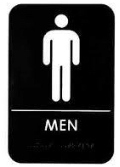 ALPINE ALPSGN-3 MEN&rsquo;S BRAILLE RESTROOM SIGN BLACK & WHITE W/ ADHESIVE 6&Prime; X 9&Prime;