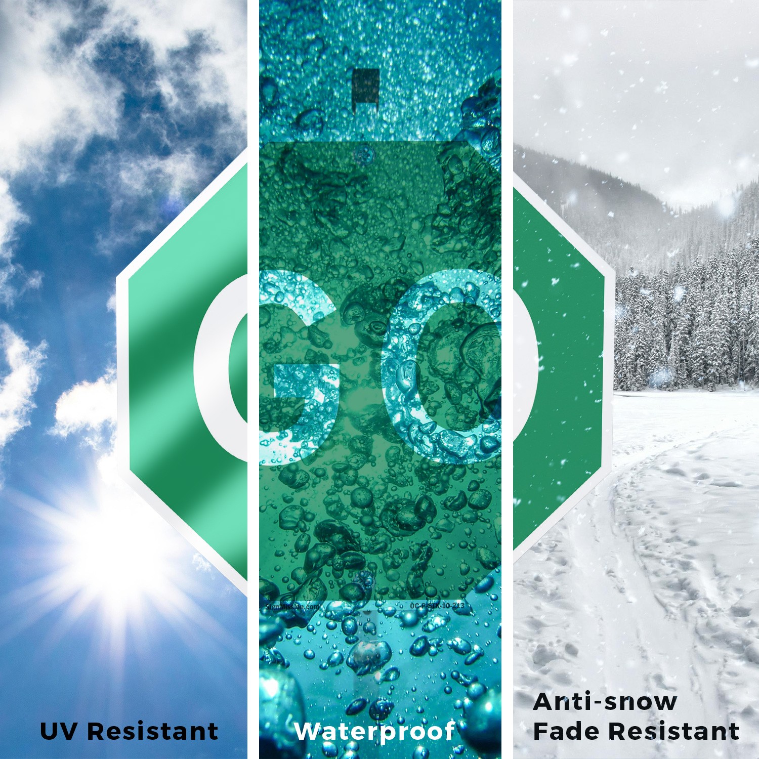 Go Octagon Sign With Stake Weather Resistant UV Protected for Workplace