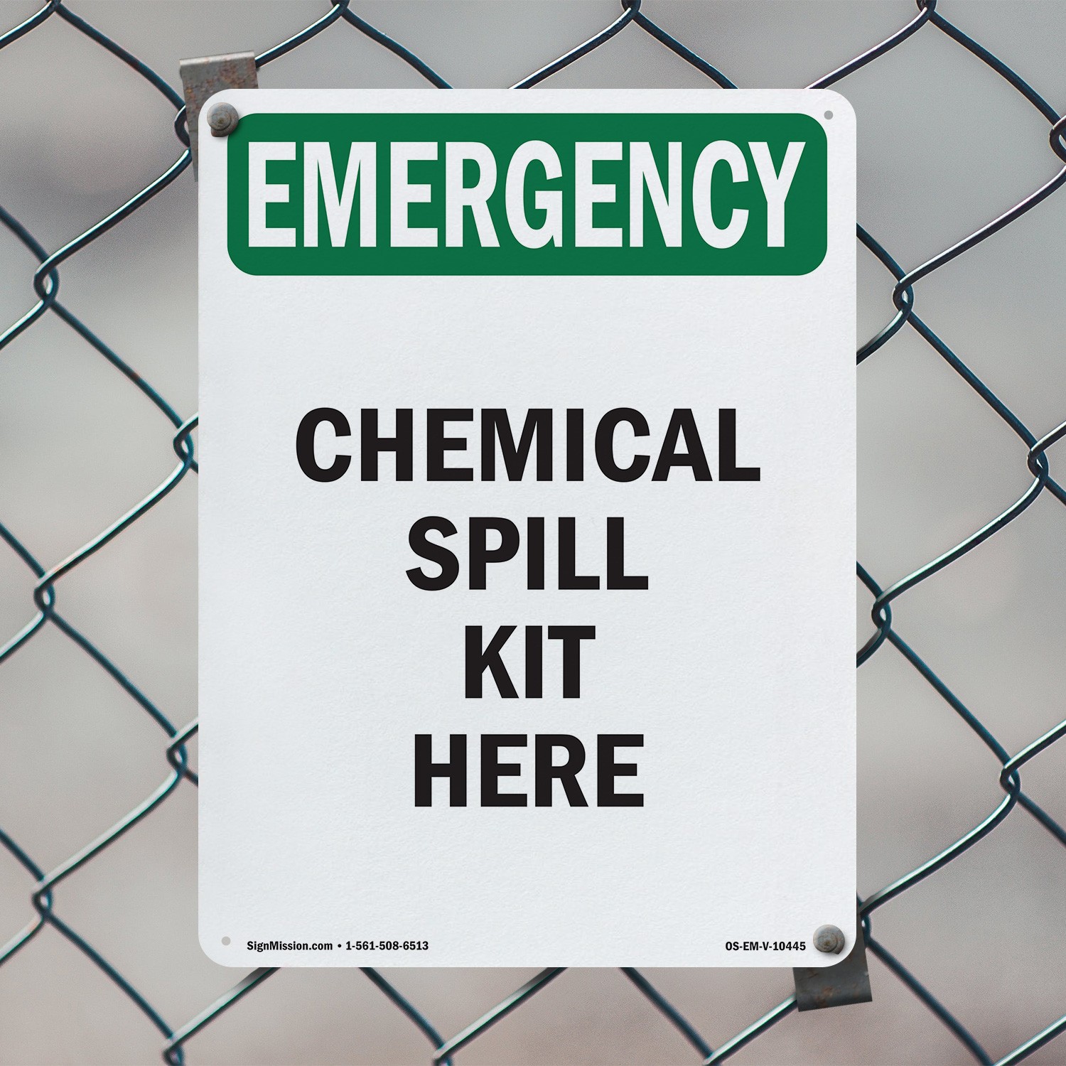 Chemical Spill Kit Here OSHA Emergency Sign Metal, Plastic, Decal 5 or 10 Pack