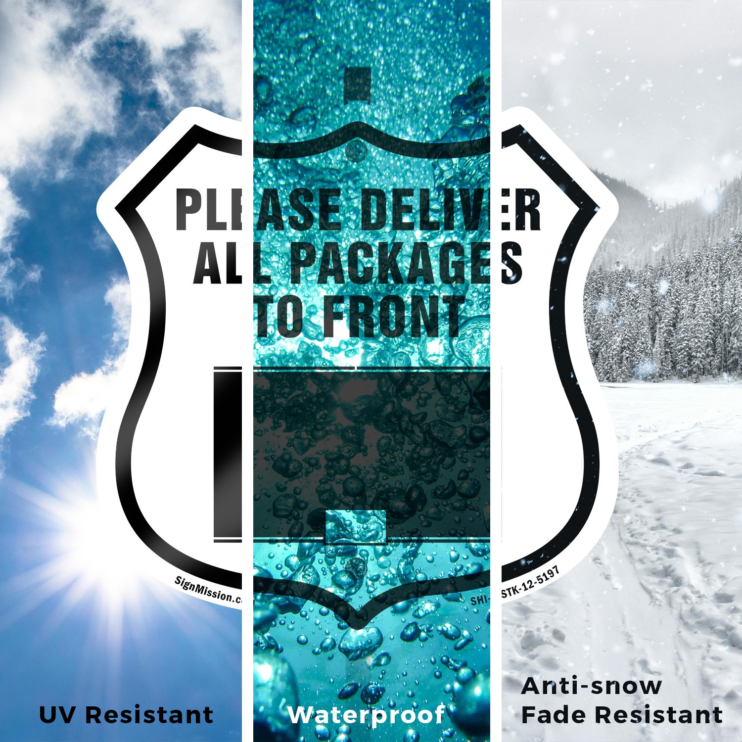 Please Deliver All Packages To Front Shield Shaped Sign With Stake