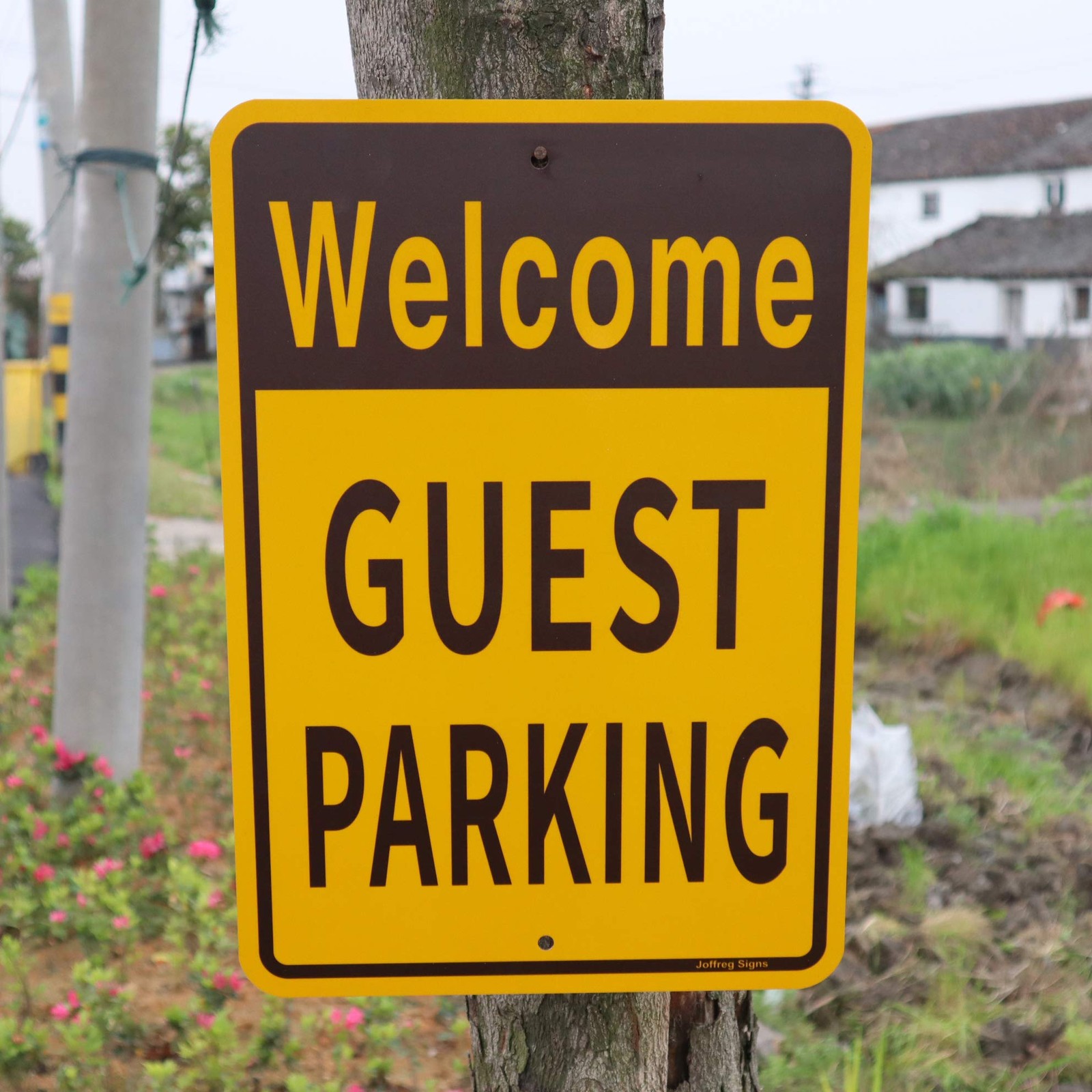 2 PCS Welcome Guest Parking Sign No Parking 17×12 Inch Reflective Aluminum