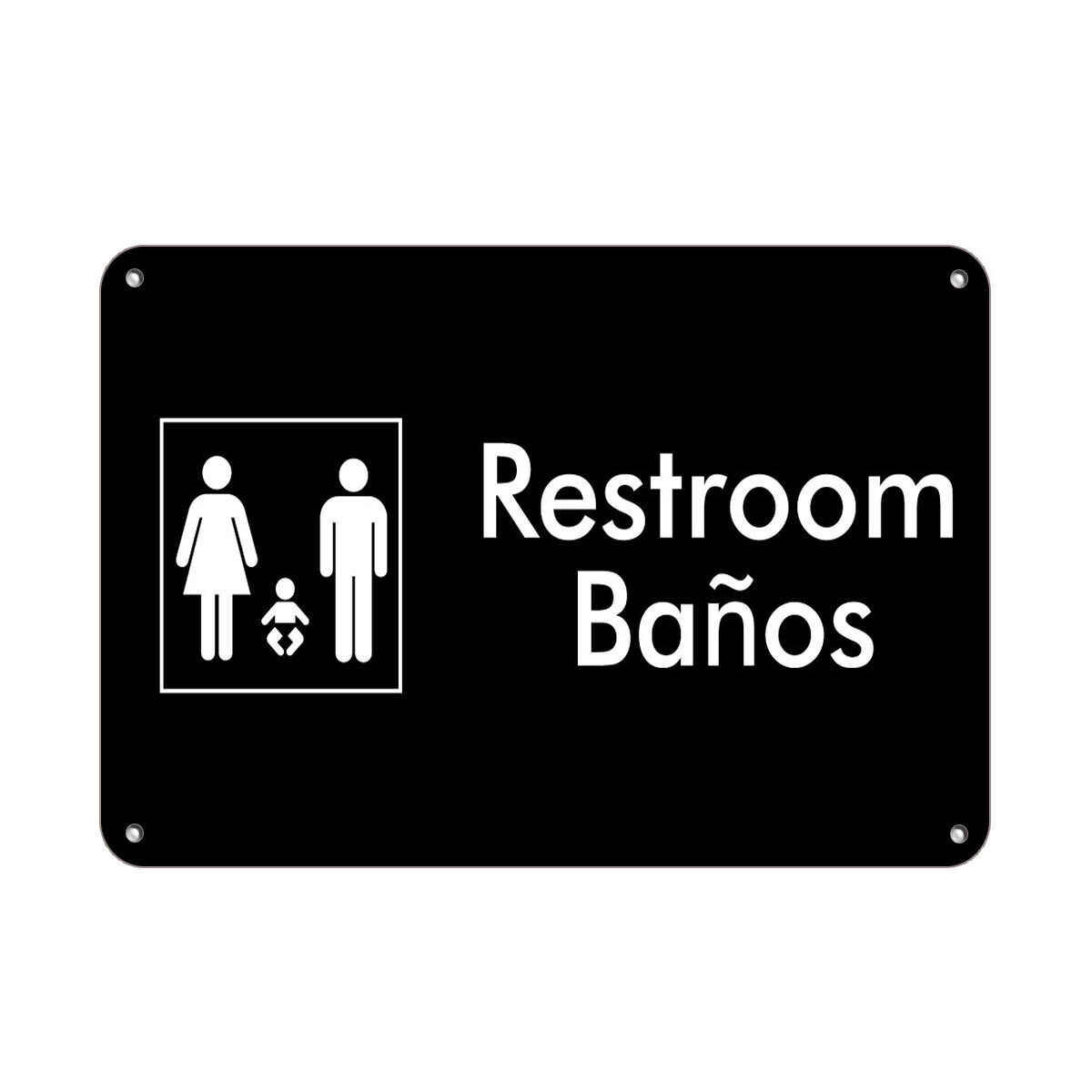 Aluminum Horizontal Metal Sign Multiple Sizes Restroom Ba Os C Ada Bilingual