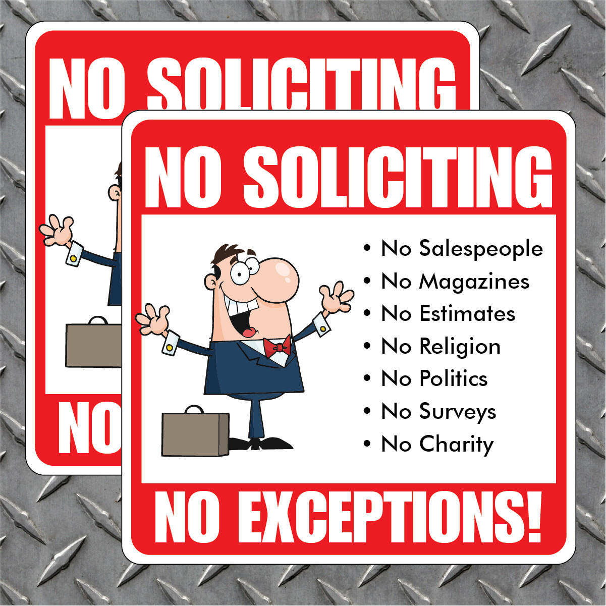 (2 Pack) 6&Prime;x6&Prime; NO SOLICITING High Quality Indoor/Outdoor Vinyl Decal FREE SHIP
