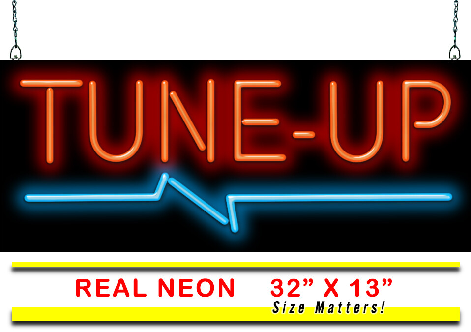 Tune-Up Neon Sign Jantec 32&Prime; x 13&Prime; Auto Shop Fluids Oil Parts Engine Align