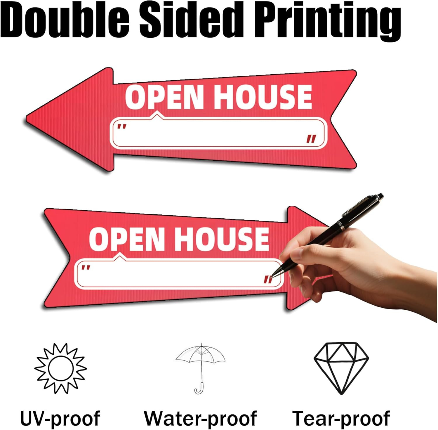 Open House Red Double – Sided Yard Sign with Arrows, 16&Prime; X 5&Prime; Inch, 12 Pcs 13.8&Prime;