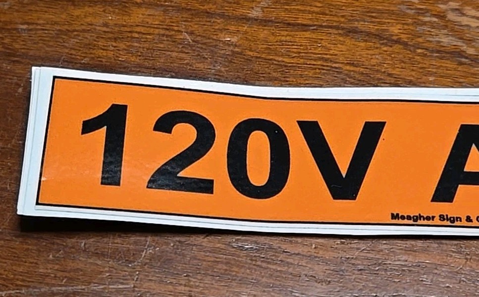 Conduit Line Marker Orange Black 120V Volt Sticker Meagher Sign 1002-A (7E4)