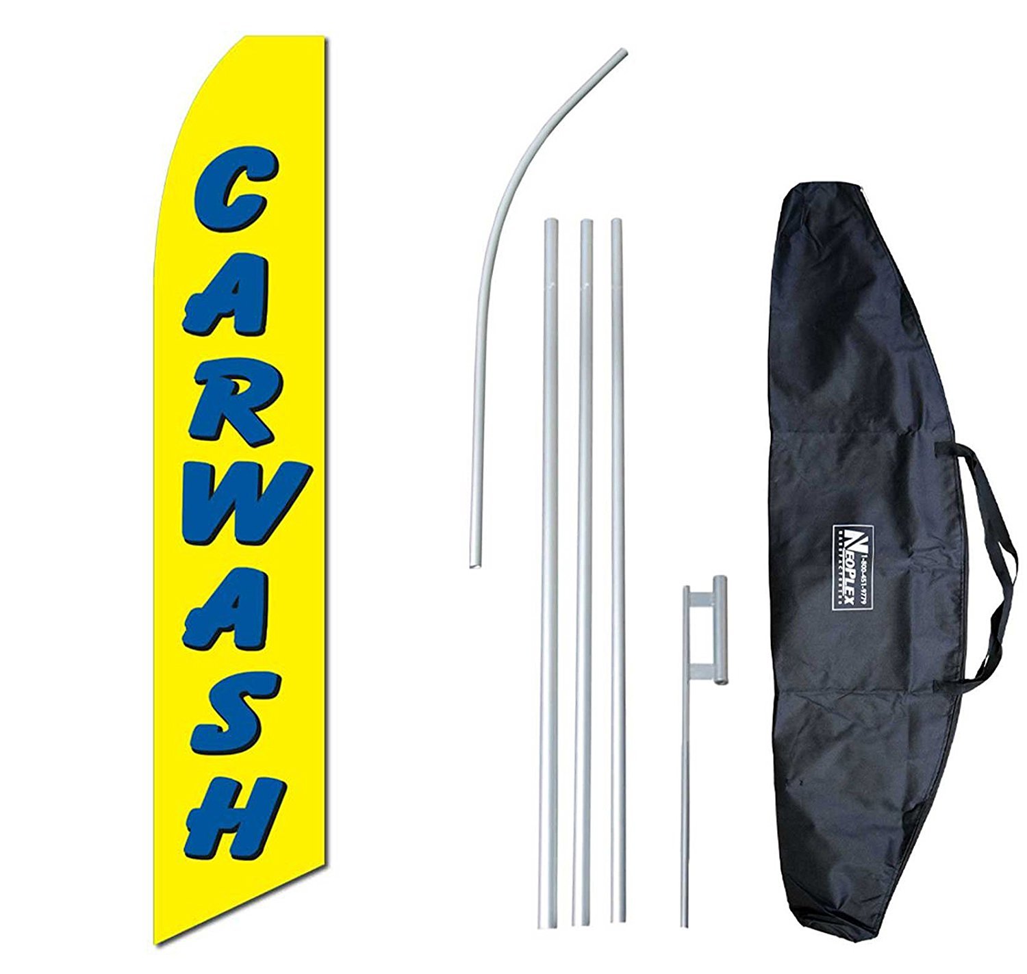 Car Wash Swooper Flag Flutter 15 Tall Complete Starter Bag Kit Neoplex Yellow