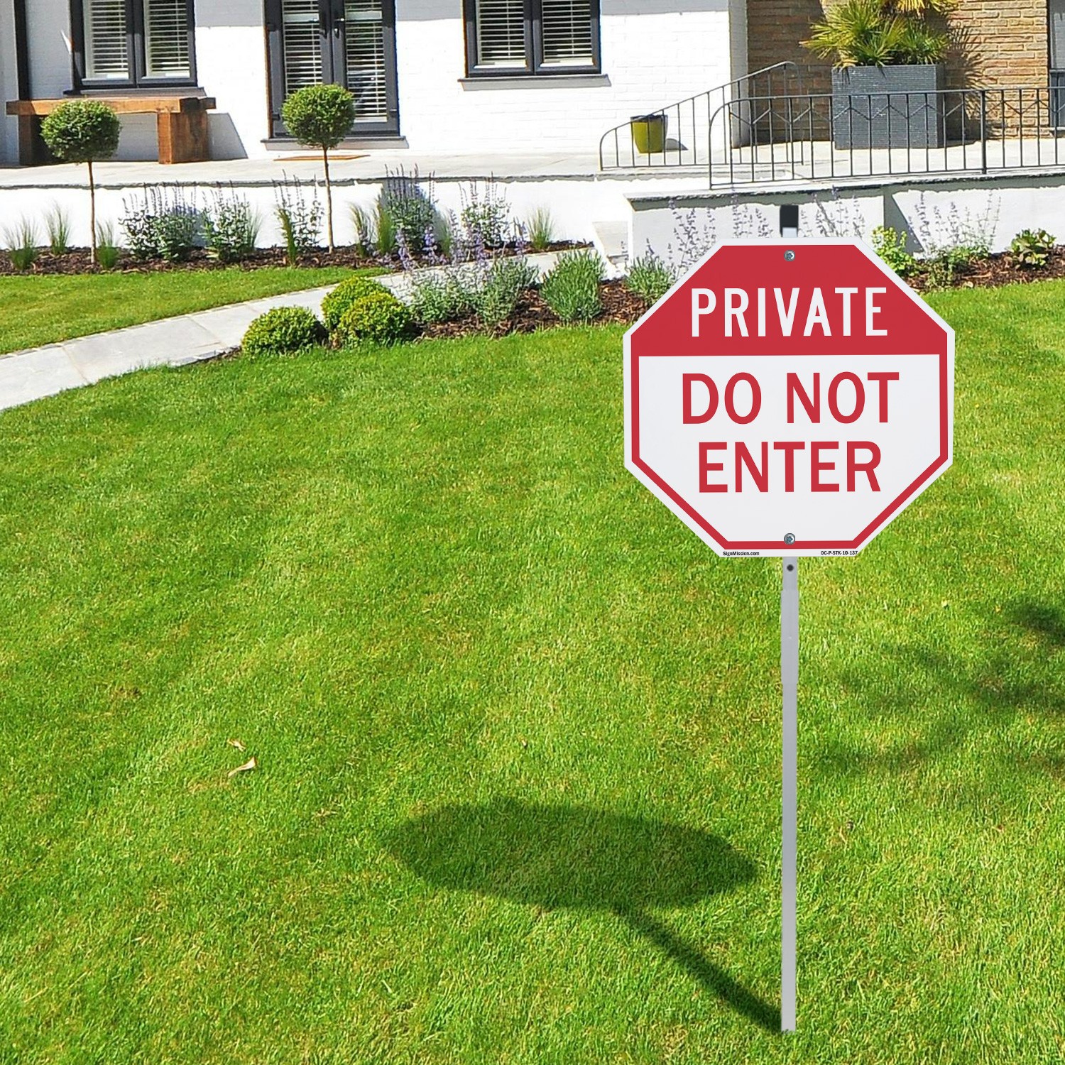 Private Do Not Enter Octagon Sign With Stake Weather Resistant UV Protected