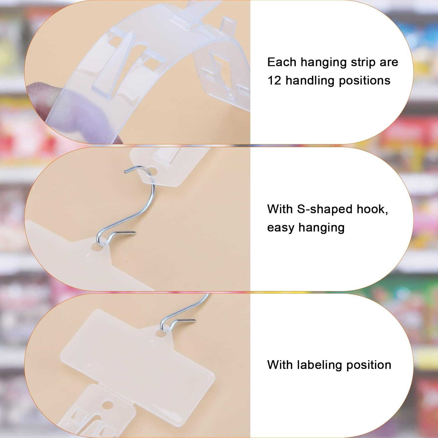 10 Pack Station Hanging Strips Plastic Display Merchandise Strip with Clips Hook