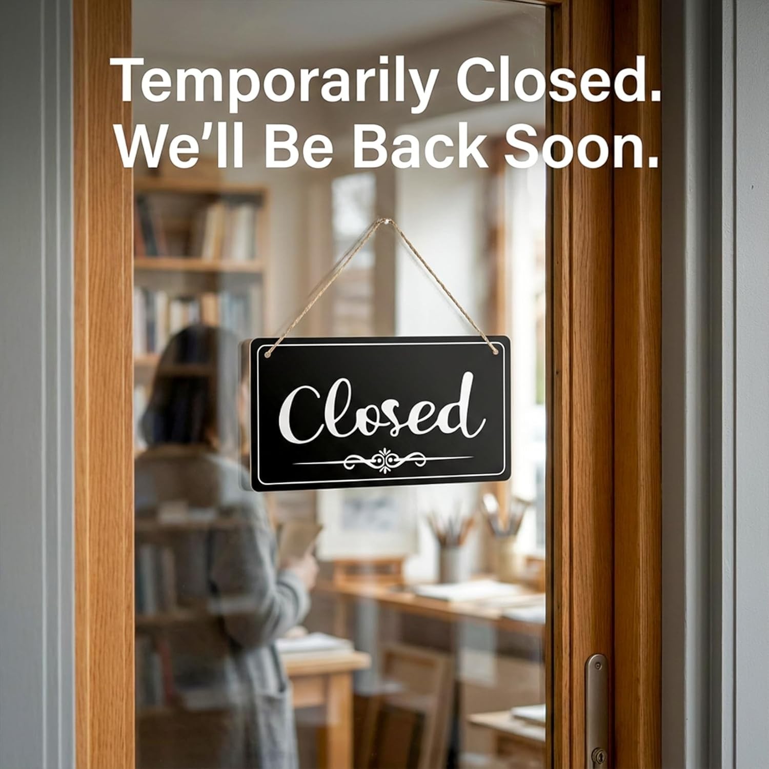 Durable 12×8 Double-Sided Open Closed Sign with Rope – Perfect for Shops