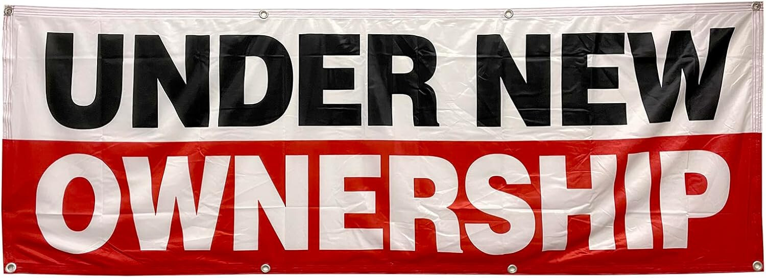 2×6 Feet UNDER NEW OWNERSHIP Banner Open Sign Polyester Fabric wrb