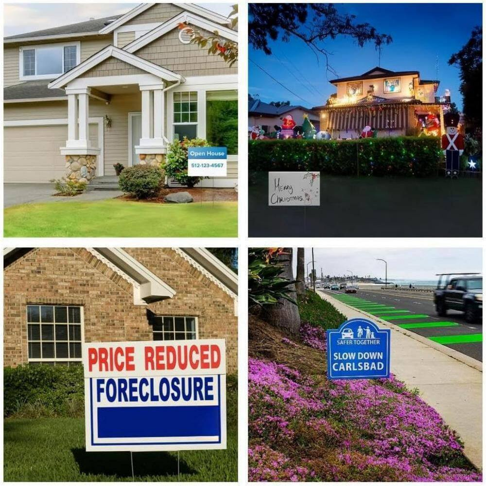 18 X 12 In. White Plastic Yard Signs with Metal Stakes for Outdoor Display, 10 P