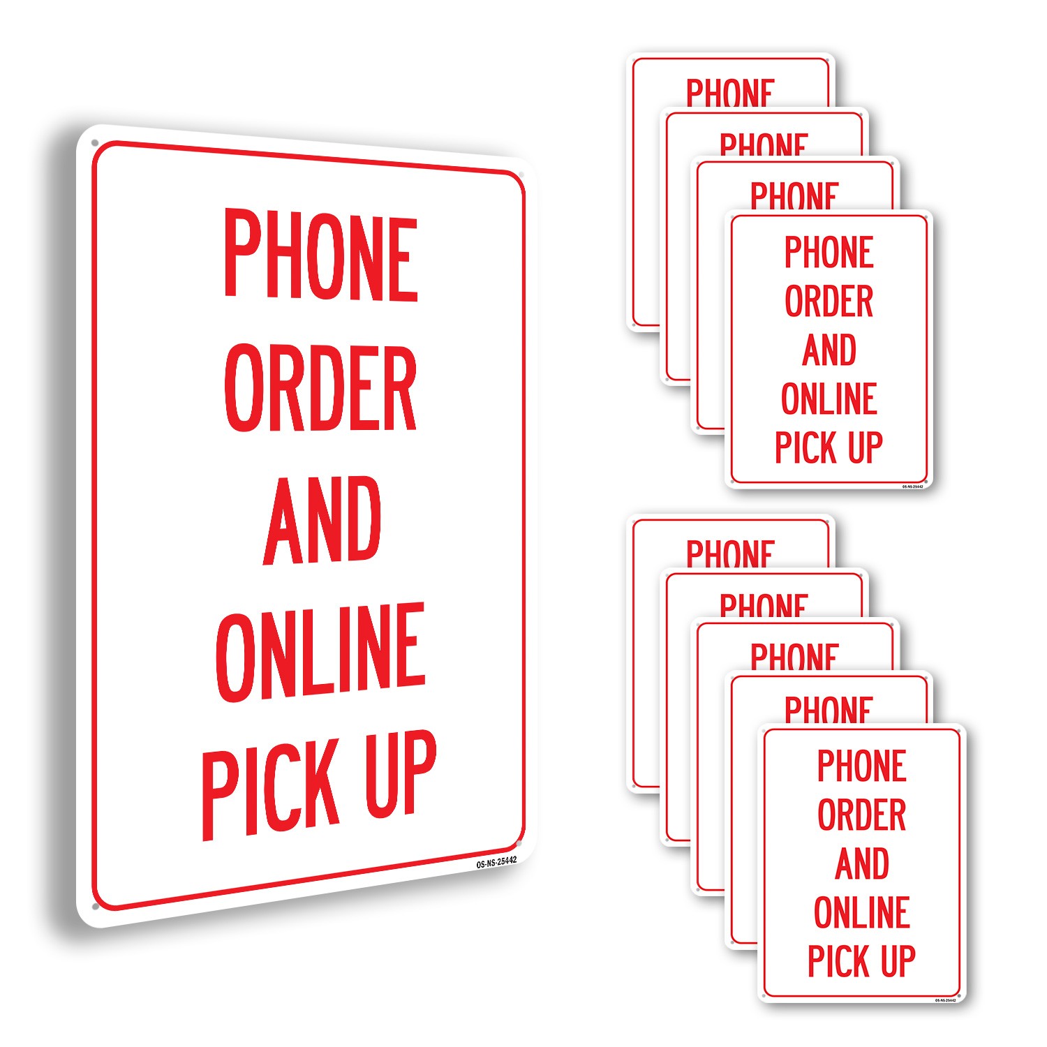 Phone Order And Online Pick Up Public Safety Sign Metal, Decal – 5 or 10 Pack