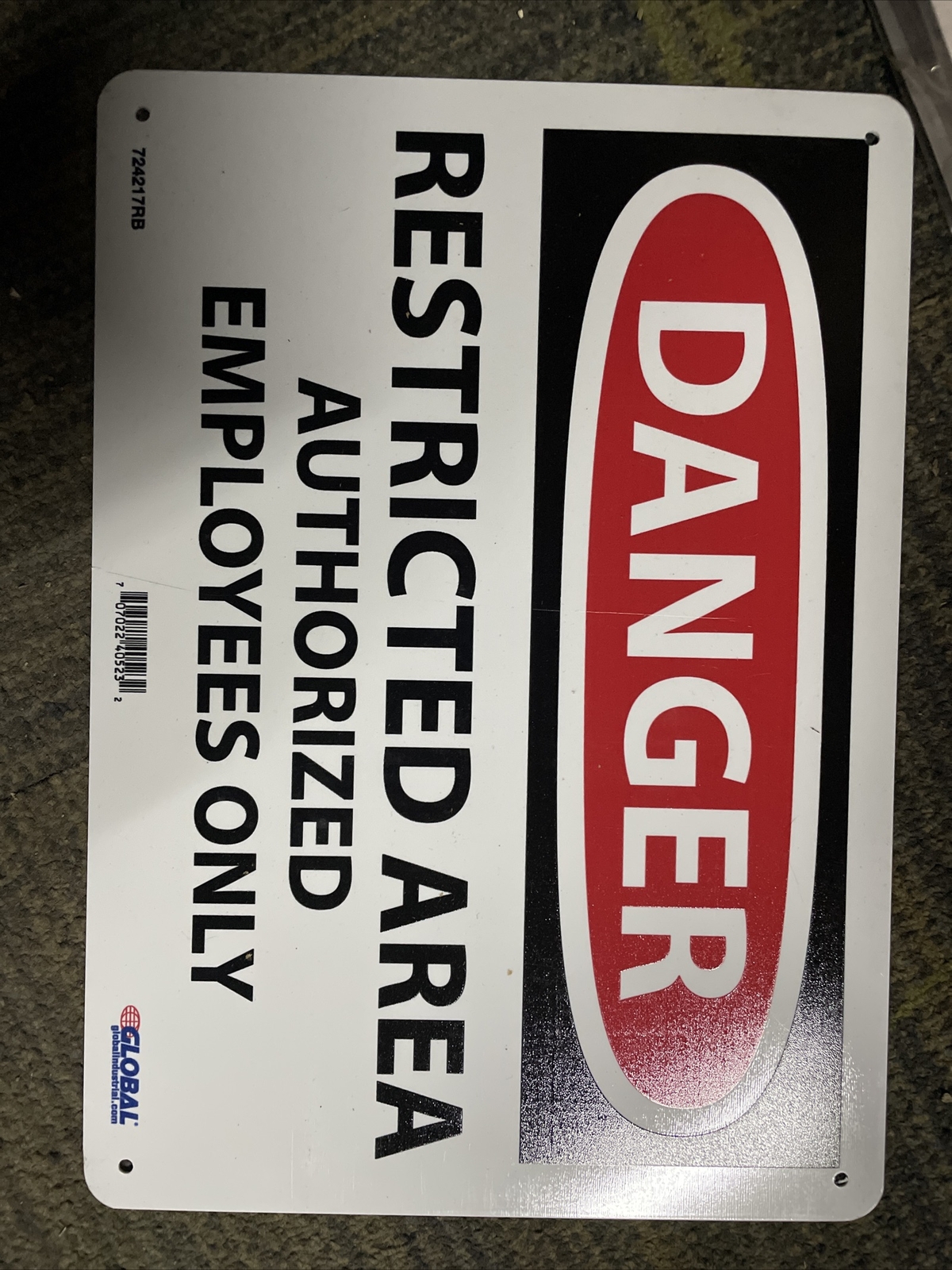 Danger Restricted Area Authorized Employees Only Sign, 10×14, Plastic