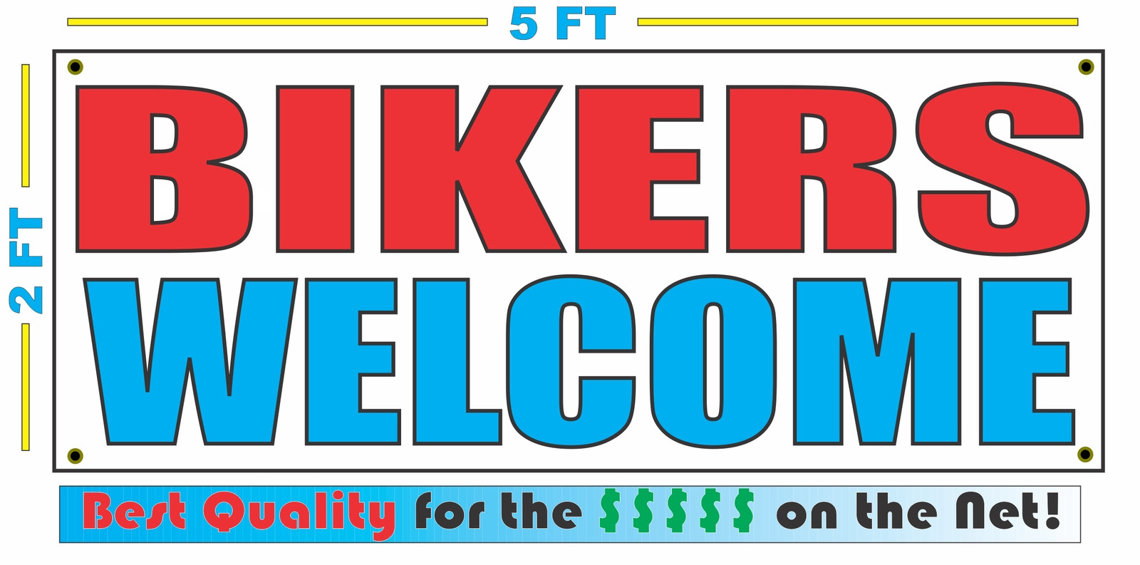 BIKERS WELCOME Banner Sign NEW Larger Size SUPER High Quality Hotel Motel