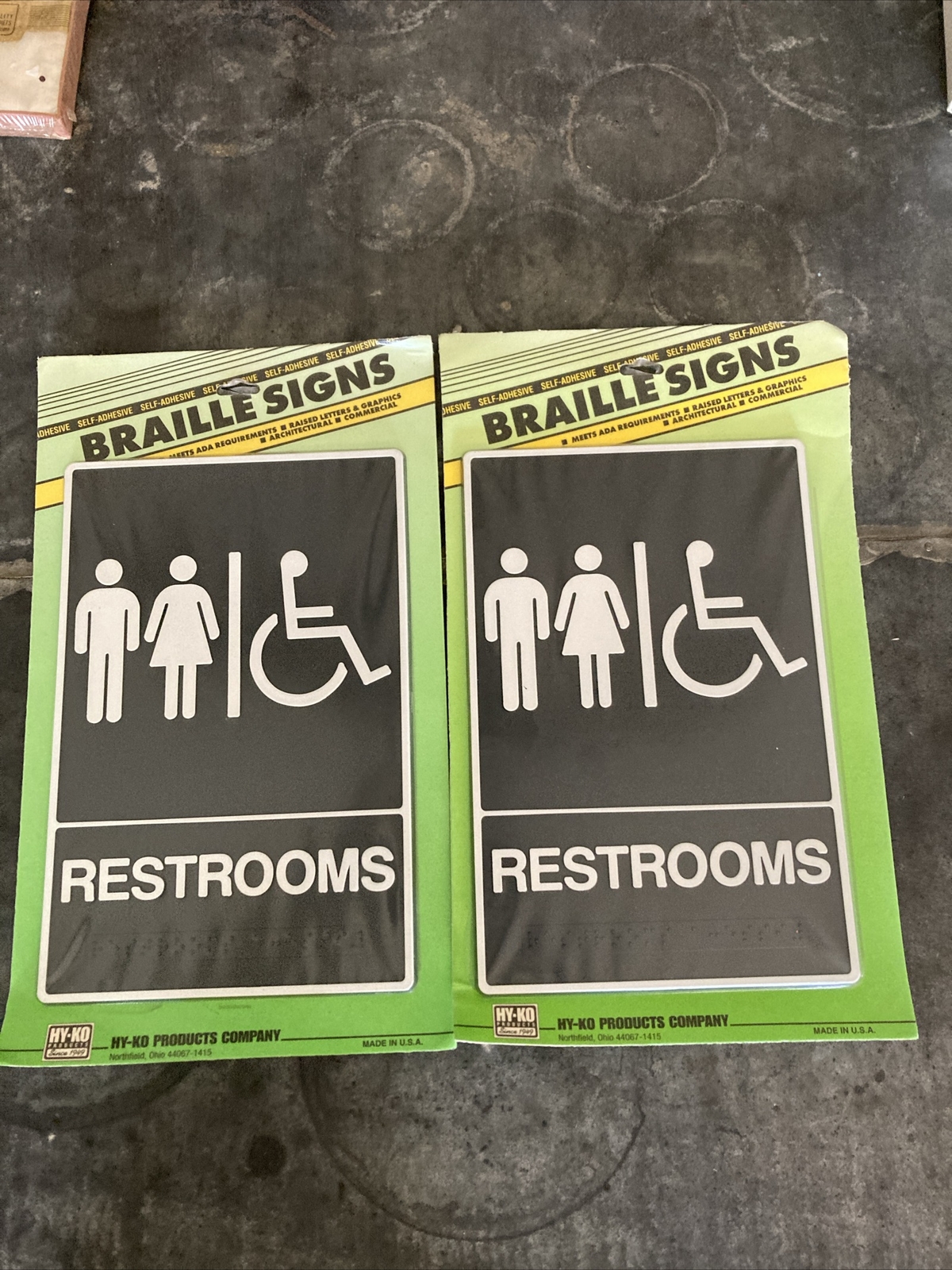 Lot Of 2 Restroom, Braille Signs New Hy-Ko Products Company