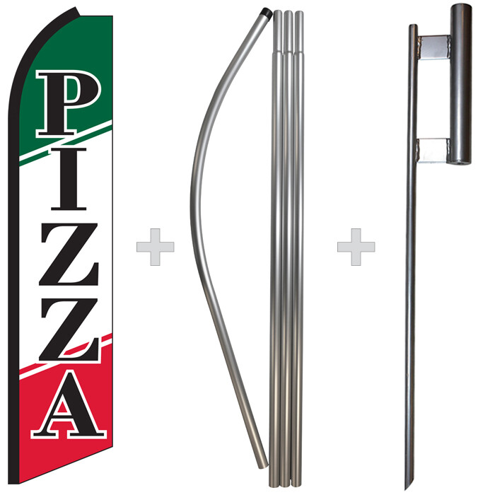 Pizza 15&prime; Tall Swooper Flag & Pole Kit Feather Super Banner
