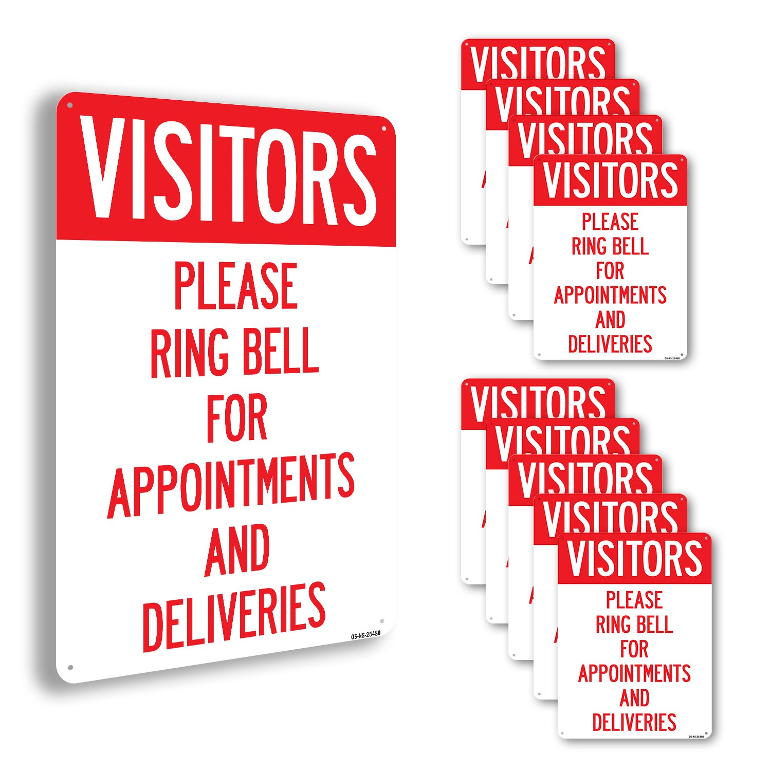 Visitors Please Ring Bell For Appointments And Deliveries Sign 5 or 10 Pack