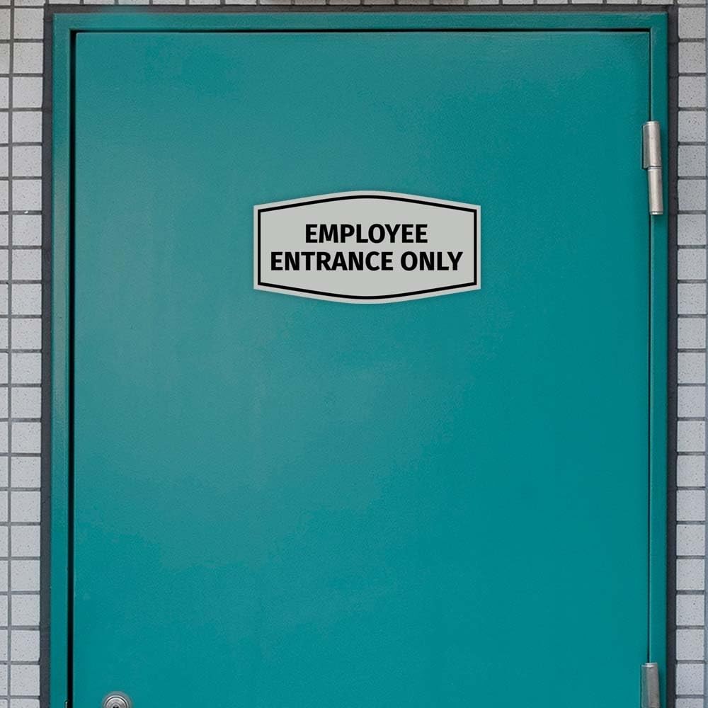 Fancy Employee Entrance Only Sign Adhesive Black Gold Large Plate