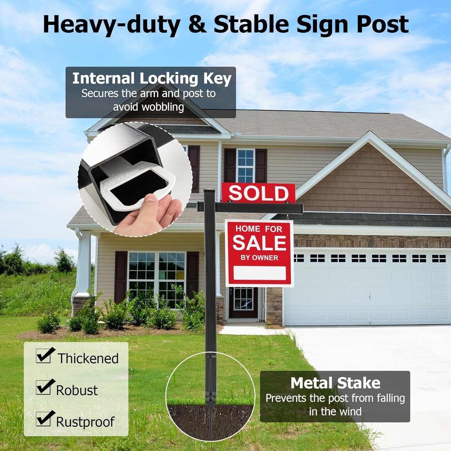NEW 6FT Real Estate Sign Post UPVC Yard Sign Holder 36in Arm