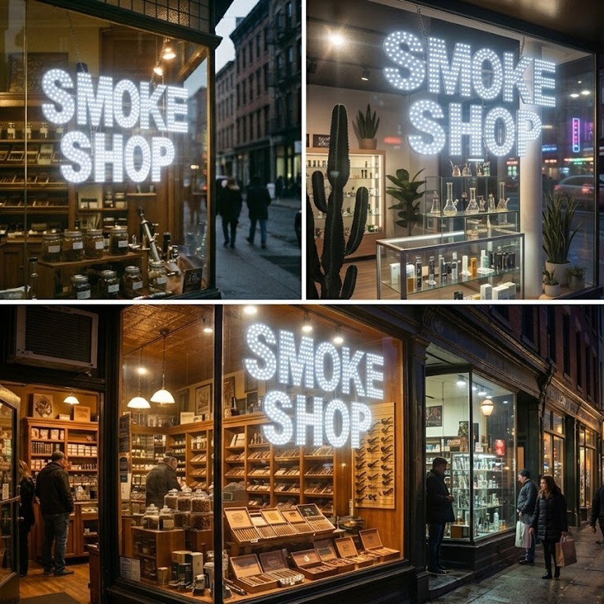 EPL Signs SMOKE SHOP White LED Sign Business 20&Prime;x30&Prime; Remote 3G Sparkling Mode