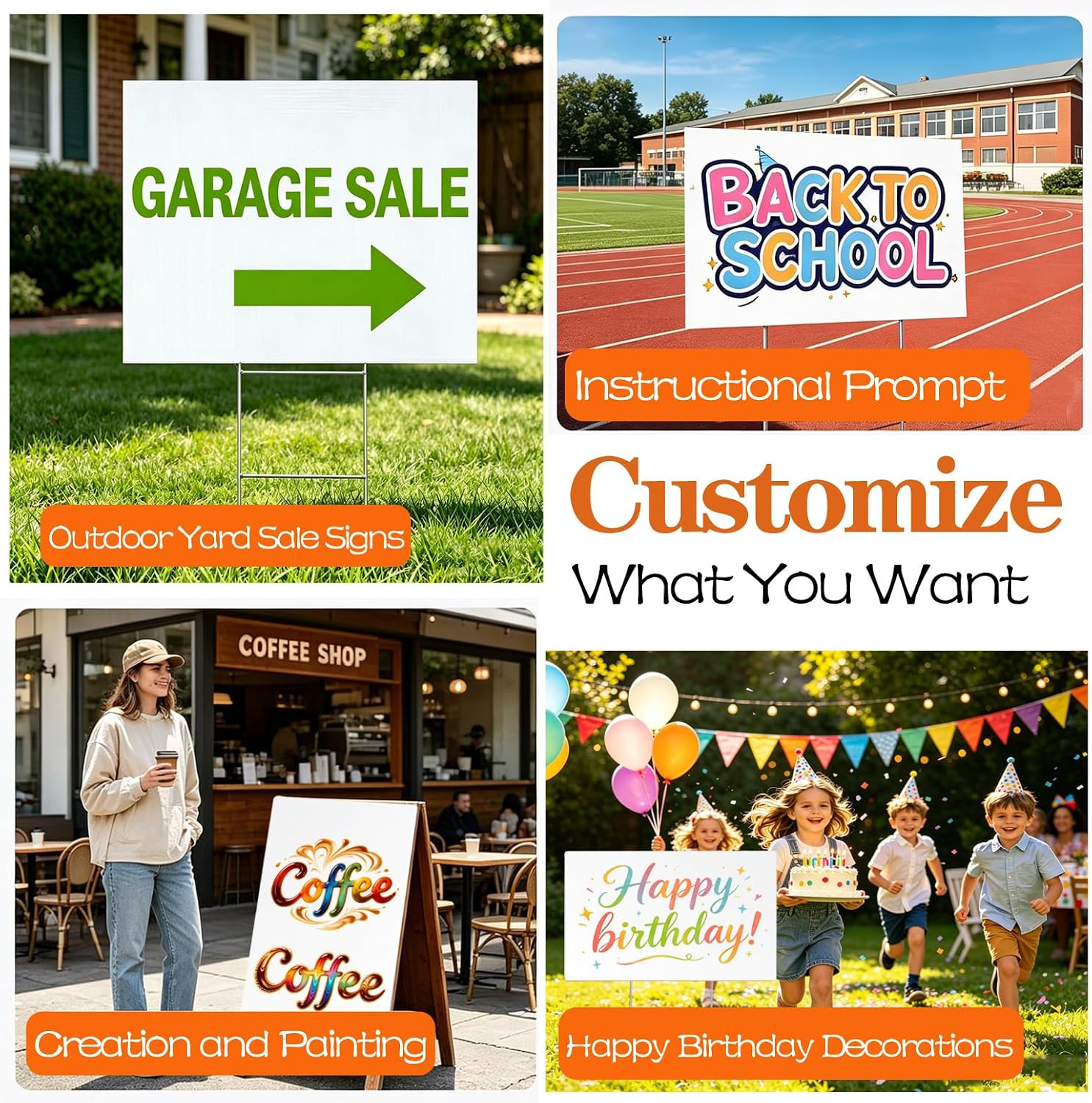 16 Pack 18 X 24 Inches White Corrugated Plastic Yard Sign with Metal Stakes for