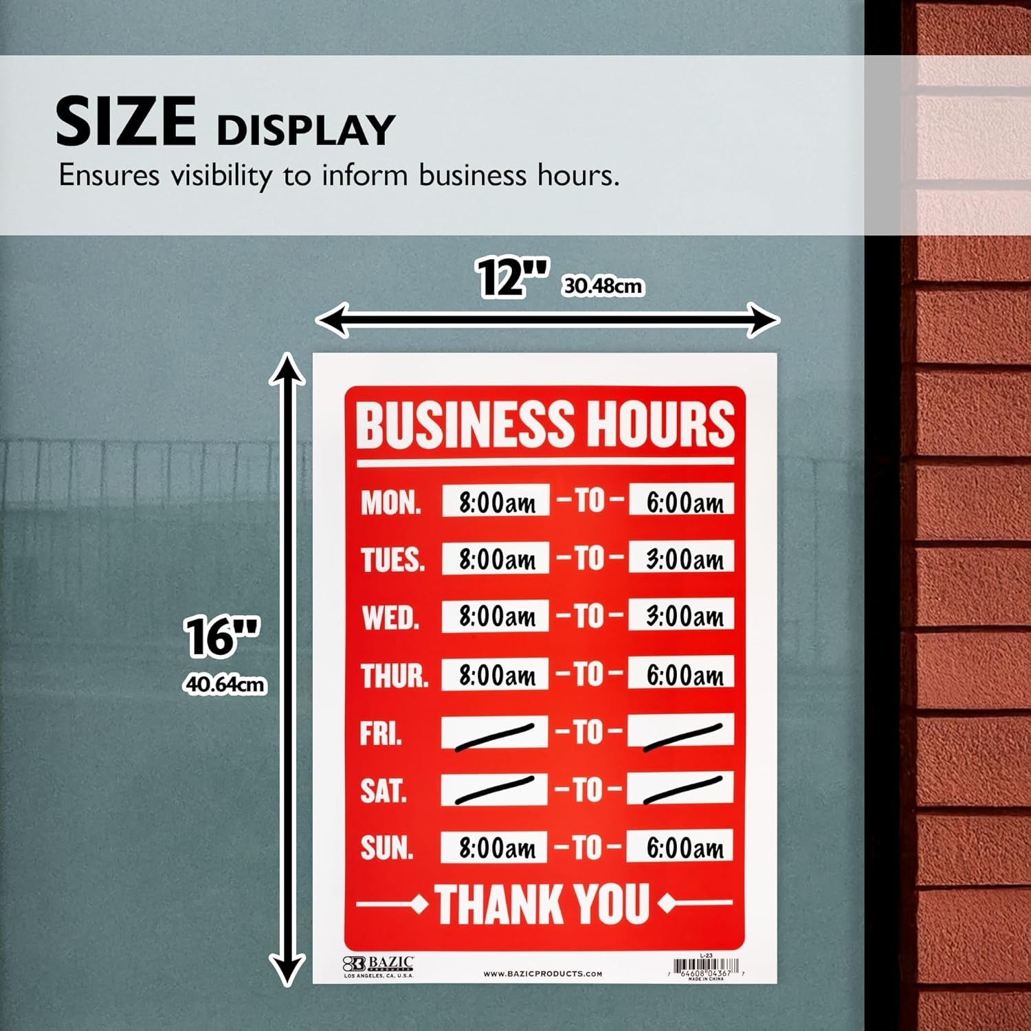 Elegant Weather-Resistant Business Hours Sign 12 x 16 in for Any Establishment